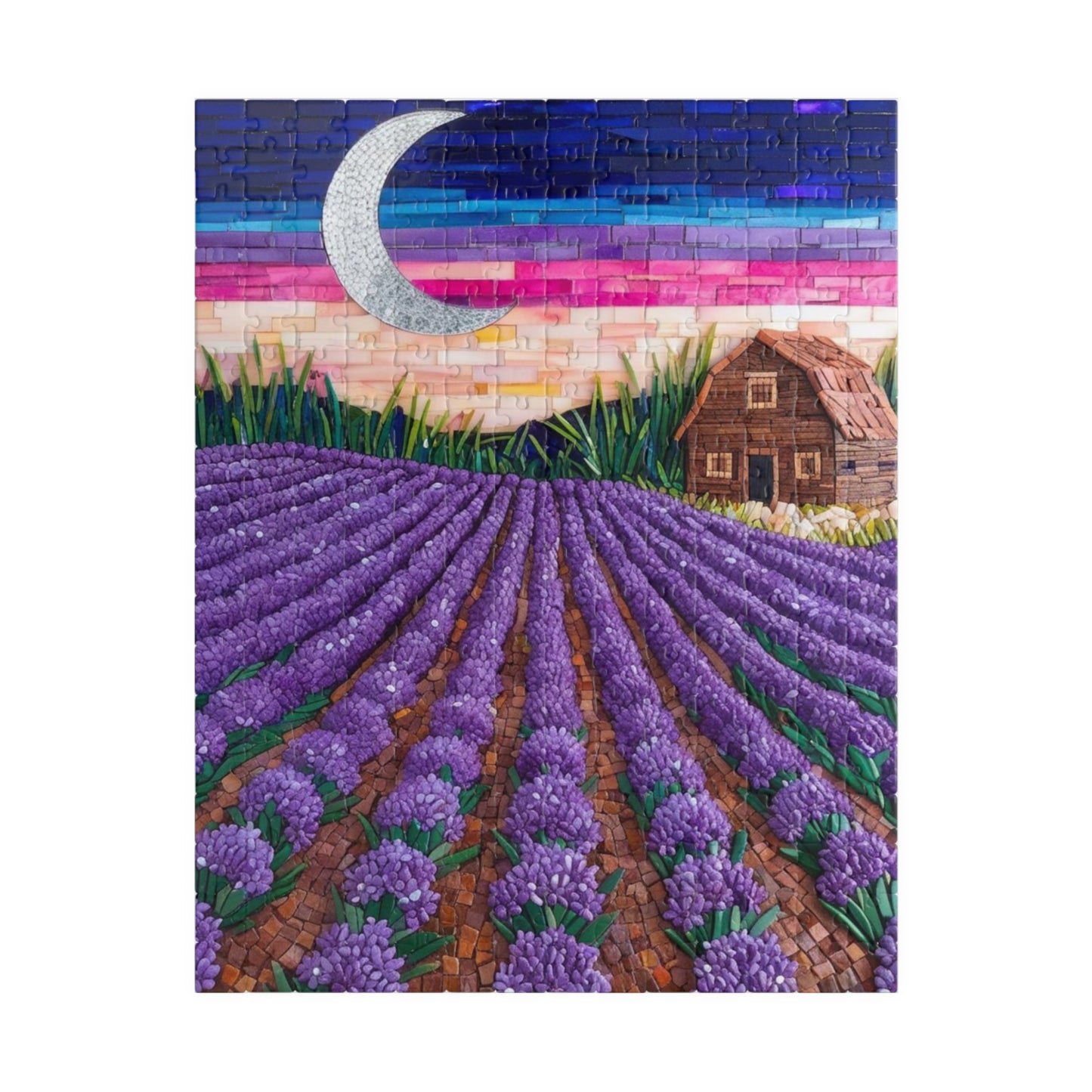 Jigsaw Puzzle, Lavender Fields Mosaic Landscape 110 252 520 1014-piece, Earthy Farmhouse Flower Rows, Rustic Mosaic Tiles Puzzle, Floral 252 pcs (Vertical) Puzzle The Puzzle Chest