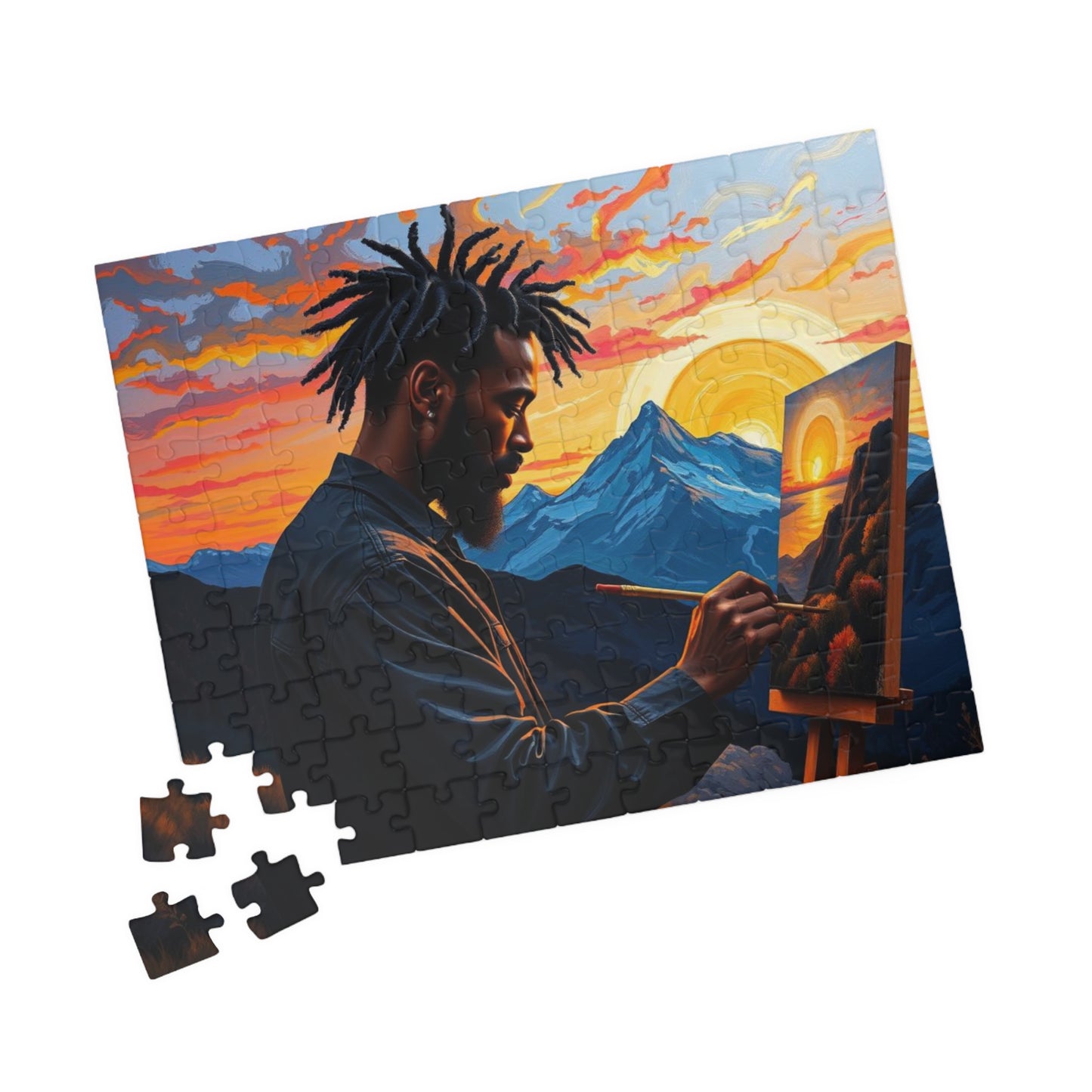 Black Man Painting Jigsaw Puzzle - Afrocentric Art 110, 252, 520, 1014 Pieces, African American Puzzle, Black Artwork Game Puzzle The Puzzle Chest