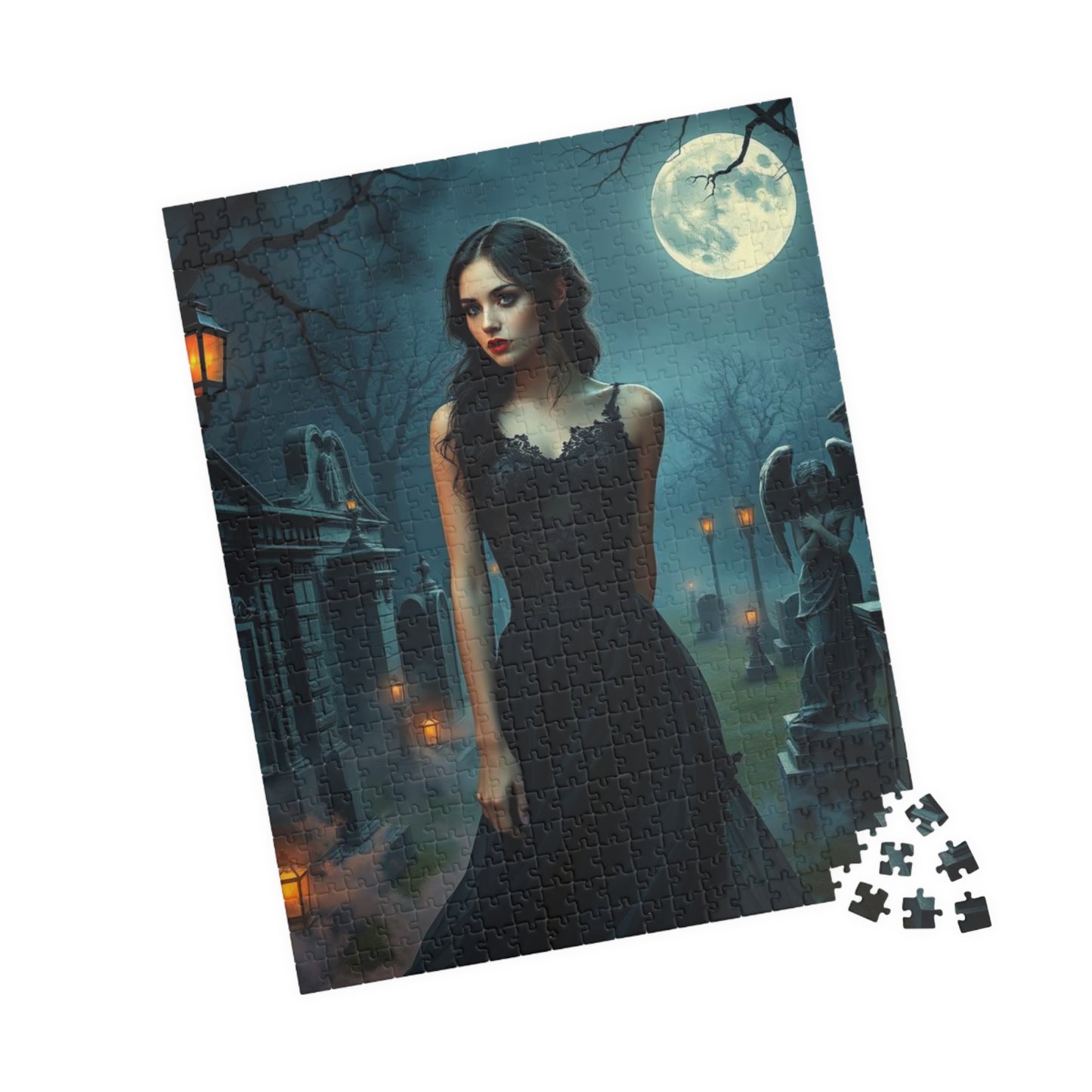 Gothic Moonlit Puzzle, Dark Fantasy Art, Spooky Decor, Halloween Gift for Puzzle Loving Friends, Family Activity, Unique Home Entertainment Puzzle The Puzzle Chest
