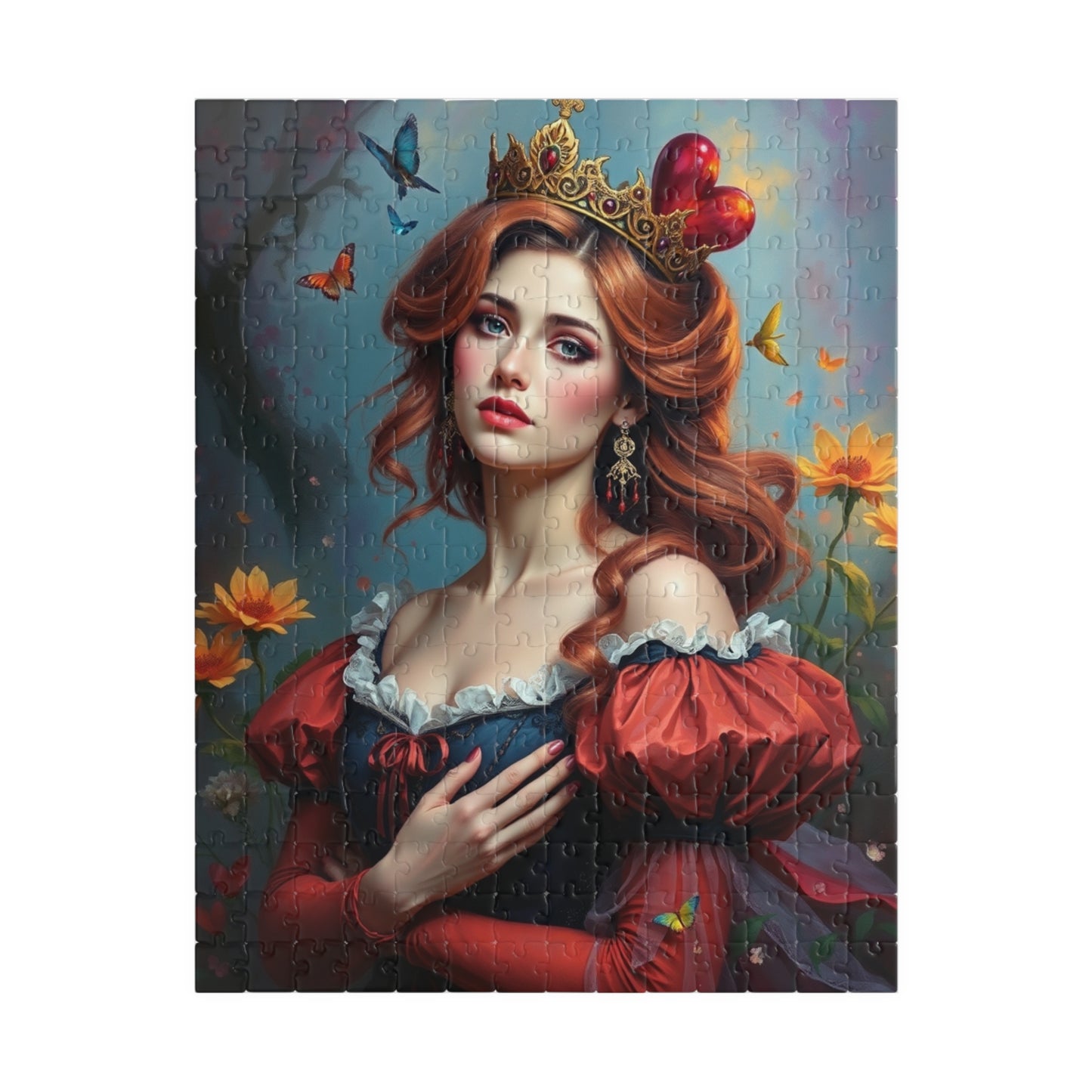 Jigsaw Puzzle - Woman in Queen of Hearts Costume, 110 252 520 1014 Pieces, Fun Family Activity, Relaxing Hobby, Gift Idea, Party Game, Home 252 pcs (Vertical) Puzzle The Puzzle Chest