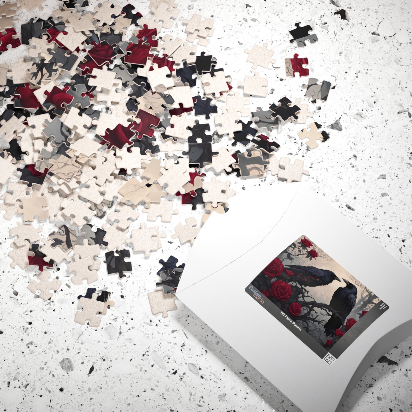 Gothic Raven and Crimson Roses Puzzle, Hauntingly Beautiful Dark Fantasy Art Jigsaw Game, Mind Challenge, Artistic Hobby, Puzzle Lover Gift Puzzle The Puzzle Chest