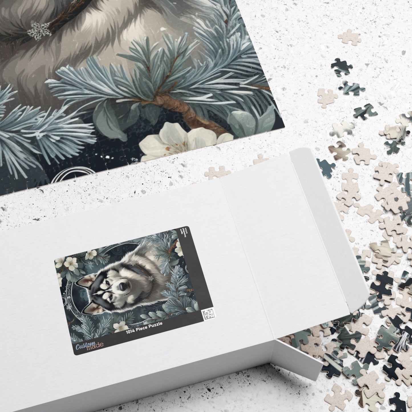 Siberia Husky Vintage Jigsaw Puzzle, Winter Nature-Inspired Dog Theme Puzzle Gift for Art Lover Dog Enthusiast Hobbyist, Fun Family Friendly