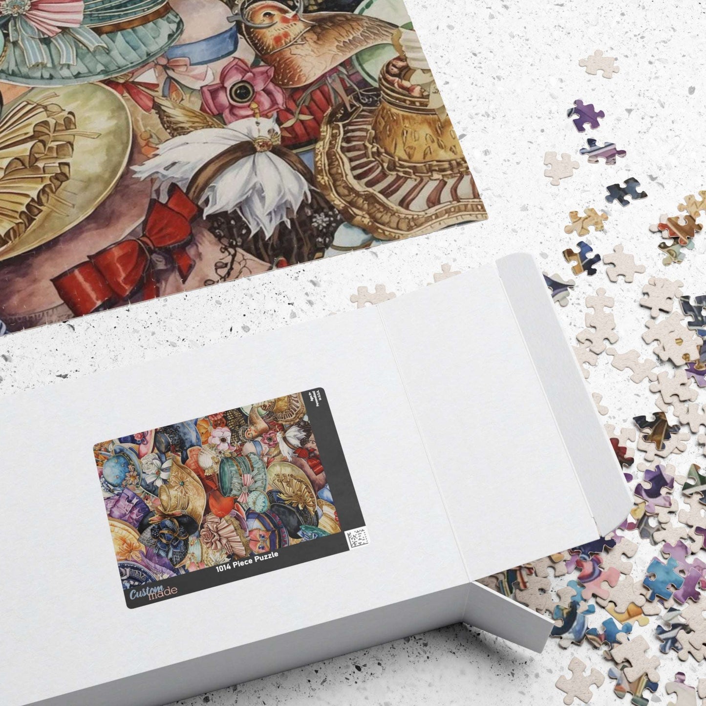 Church Hat Collage Jigsaw Puzzle – Overlapping Vintage Hats with Flowers, Ribbons, and Retro Style Puzzle The Puzzle Chest