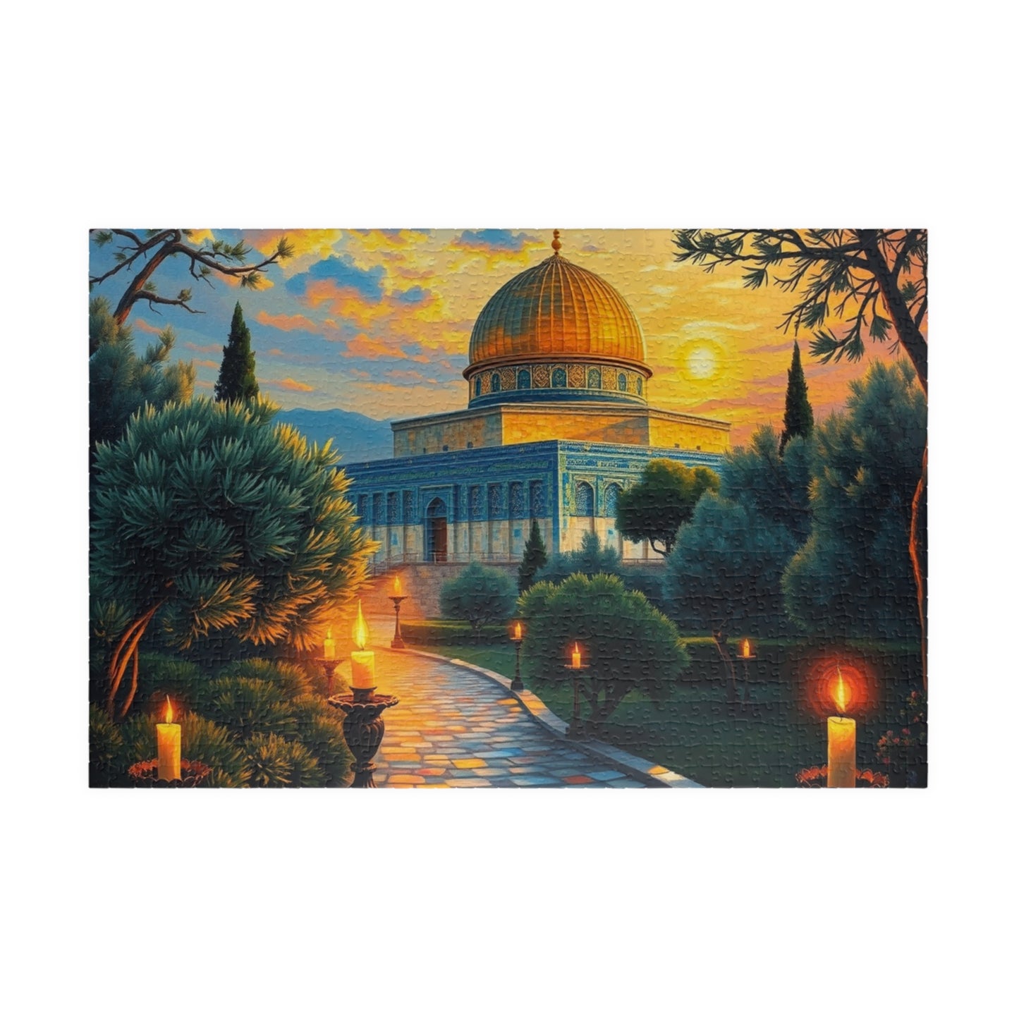 Dome of the Rock Jigsaw Puzzle, Famous Historical Religious Landmark, Islamic Faith Based Game, Jerusalem Art Gift for Travel Lover 1014 pcs (Horizontal) Puzzle The Puzzle Chest