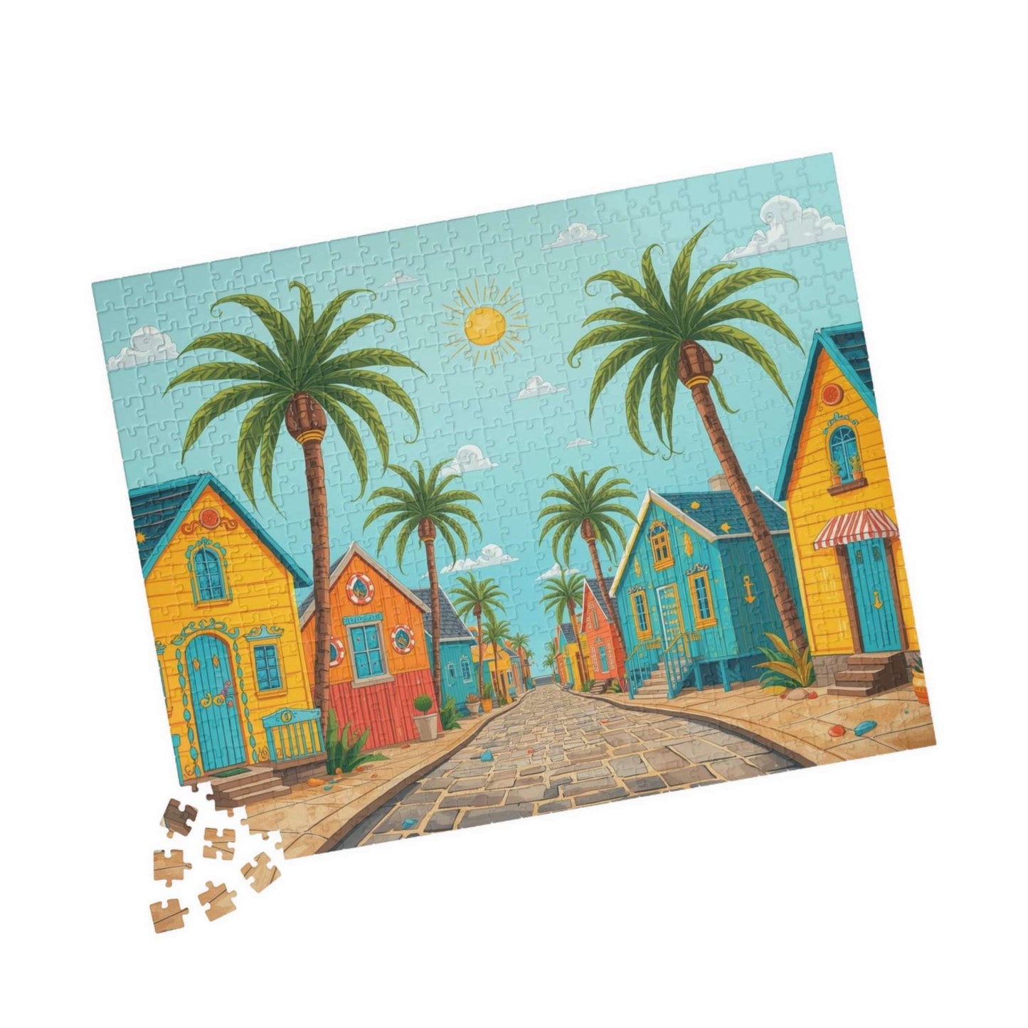 Beach House Village Puzzle - Seaside Town Jigsaw Game Puzzle The Puzzle Chest