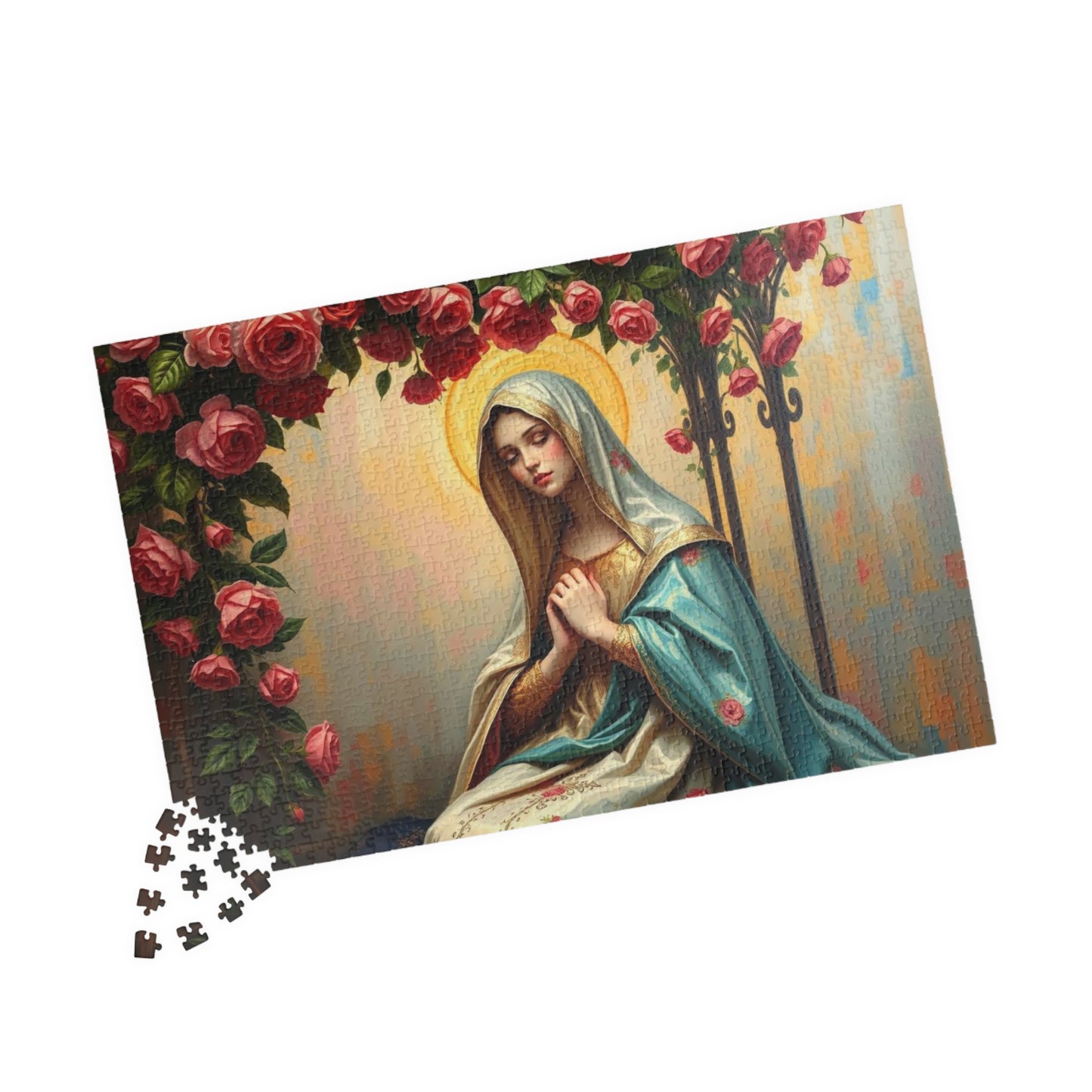 Floral Virgin Mary Jigsaw Puzzle - 110/252/520/1014 pieces, Art Puzzle, Religious Gift, Home Decor, Family Activity, Gift for Holidays Puzzle The Puzzle Chest