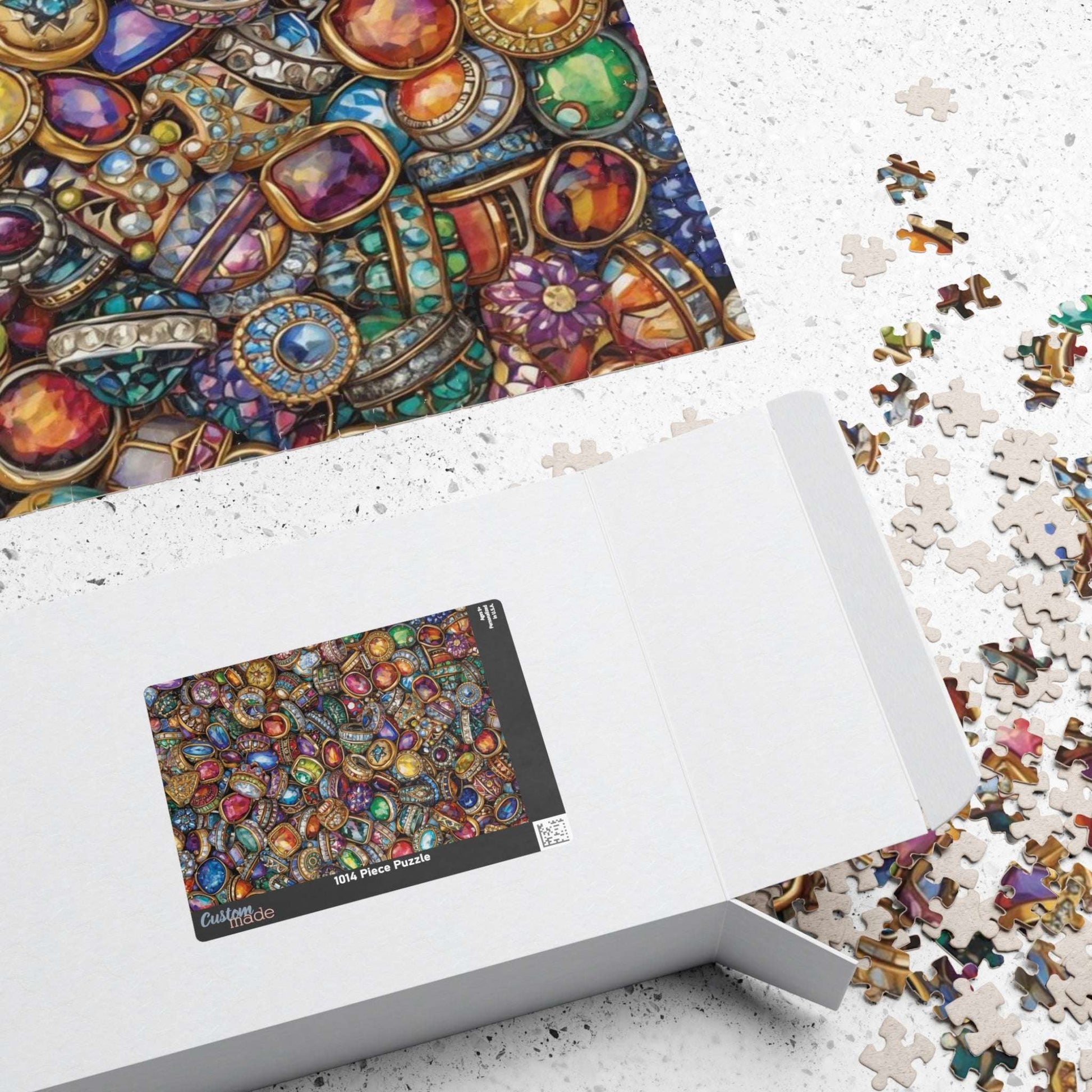 Sparkling Rings Collage Jigsaw Puzzle – Overlapping Gemstone Jewelry Puzzle The Puzzle Chest