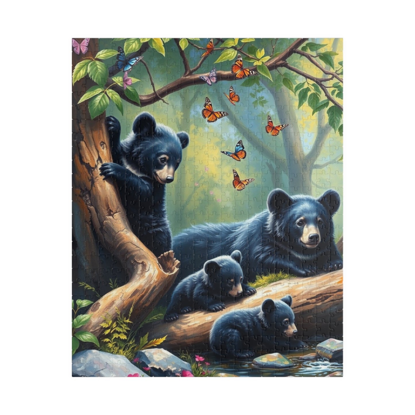 Bear Family Puzzle, Nature Themed Jigsaw for Adults, Wildlife Gift for Nature Lovers, Family Activity, Home Decor Puzzle, Creative Hobby 520 pcs (Vertical) Puzzle The Puzzle Chest
