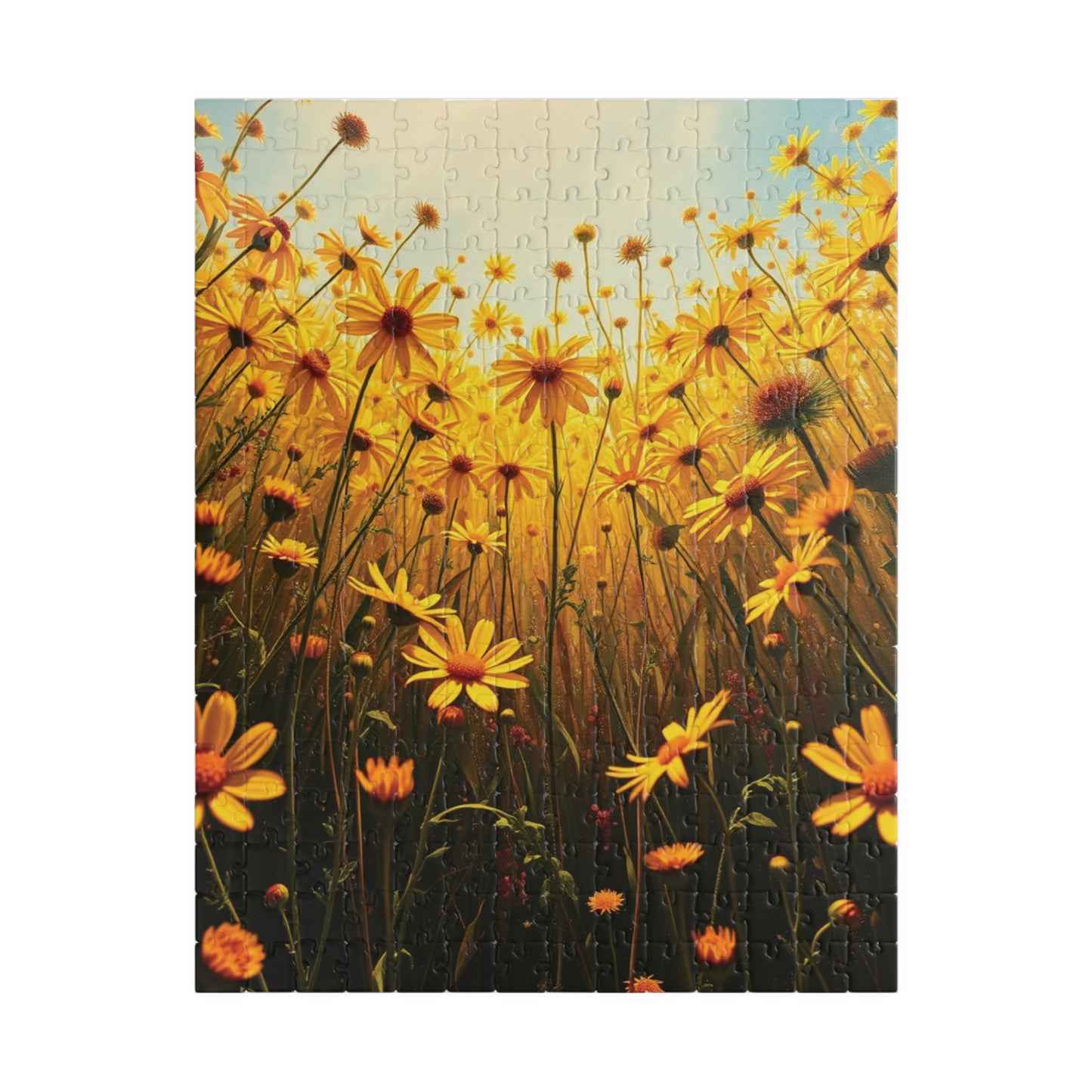 Golden Wildflower Field Puzzle, Bright Floral Flower Landscape Jigsaw Game, Mindful Challenge, Nature Themed Puzzle Lover Gift, Family Fun 252 pcs (Vertical) Puzzle The Puzzle Chest