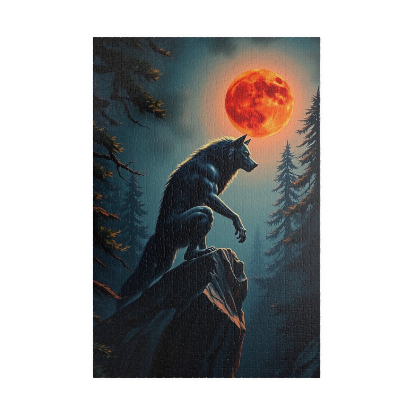 Moonlit Wolf Puzzle - Jigsaw Game for Nature and Animal Lovers, Creative Gift Idea for Friends, Cozy Night In, Family Activity Brain Teaser