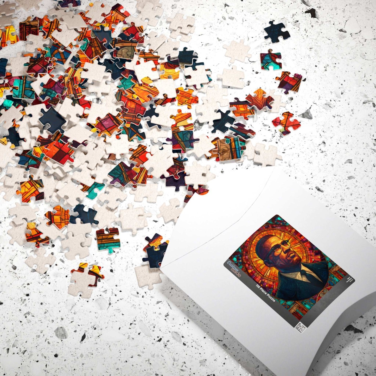Afrocentric Malcolm X Puzzle – Stained Glass Black History Jigsaw, Civil Rights Movement Educational Gift for Adults & Teens Puzzle The Puzzle Chest