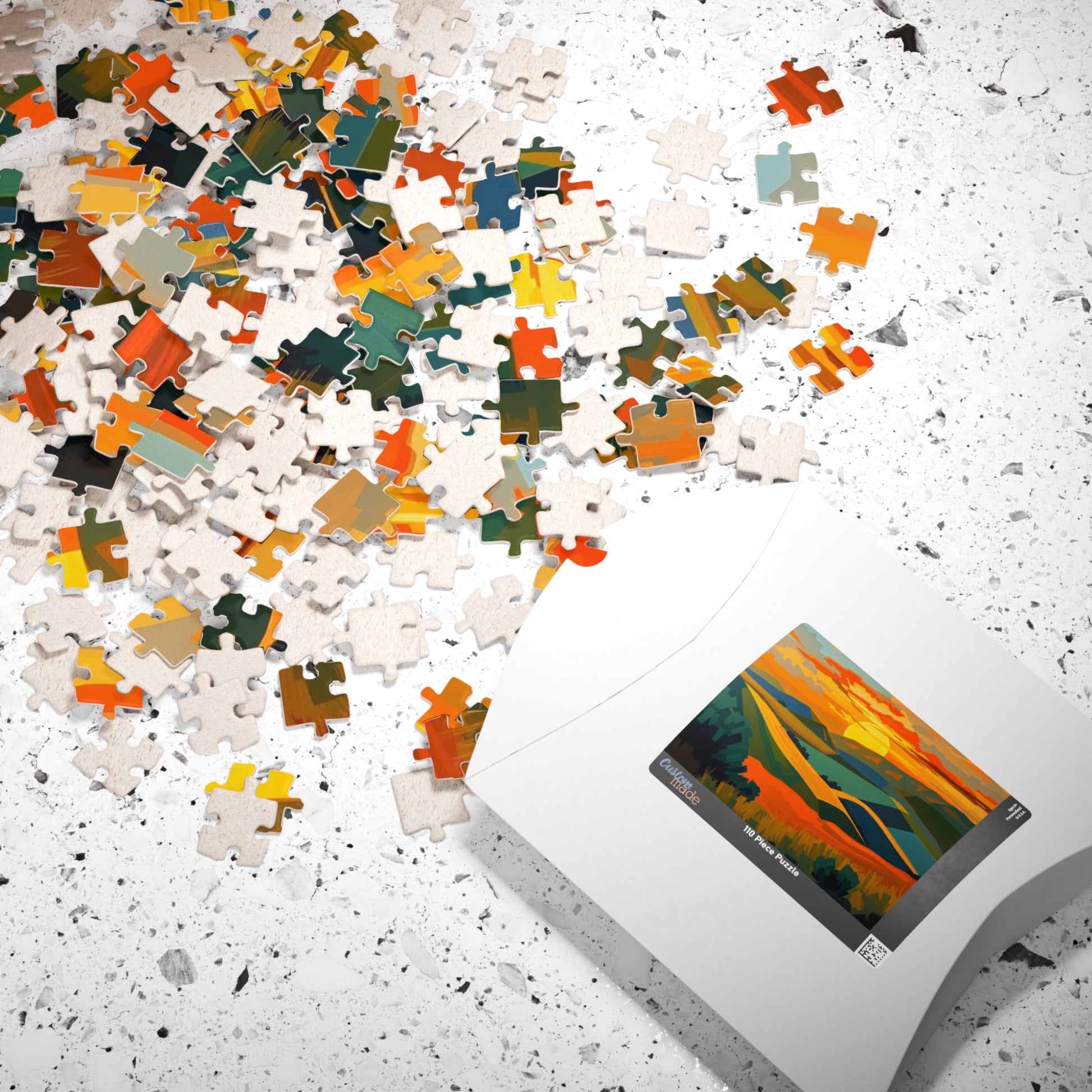 Sunset Landscape Puzzle, Abstract Jigsaw Game, Colorful Nature Art Puzzle for Adult Puzzle The Puzzle Chest