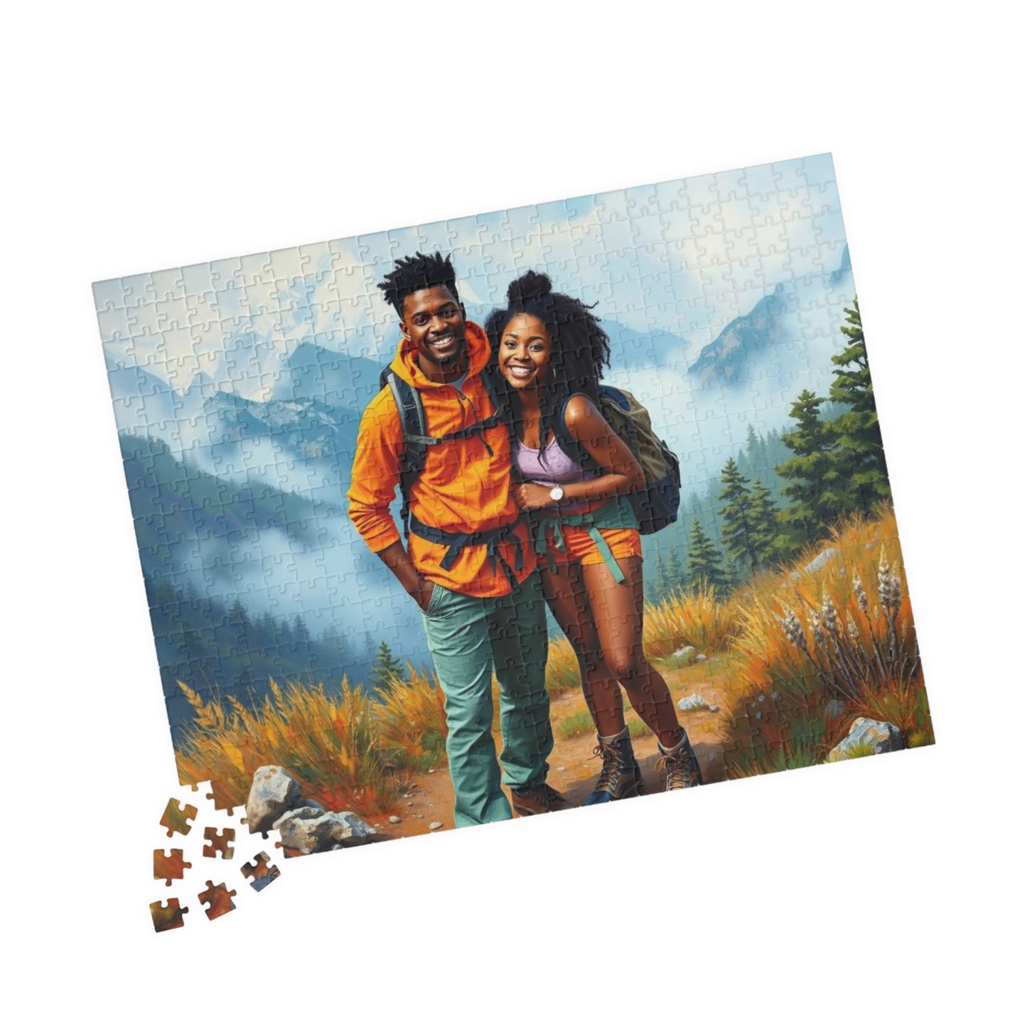Black Couple Hiking Adventure Puzzle - Nature Lovers Delight Jigsaw, Family Game Night Fun, Afrocentric Gift for Friends, Outdoor Enthusiasts Puzzle The Puzzle Chest