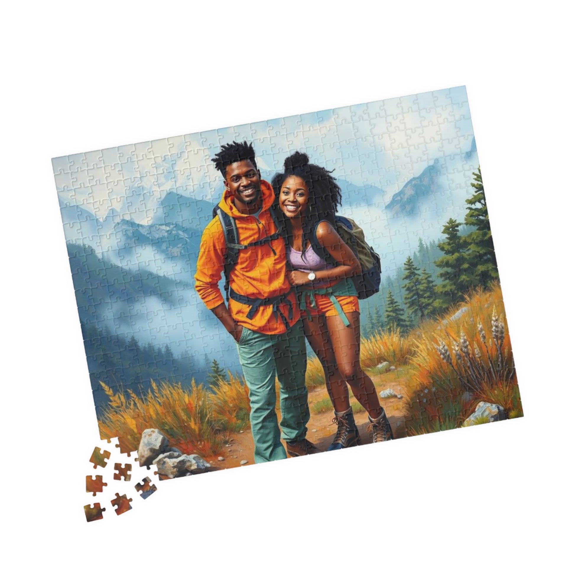 Black Couple Hiking Adventure Puzzle - Nature Lovers Delight Jigsaw, Family Game Night Fun, Afrocentric Gift for Friends, Outdoor Enthusiasts Puzzle The Puzzle Chest