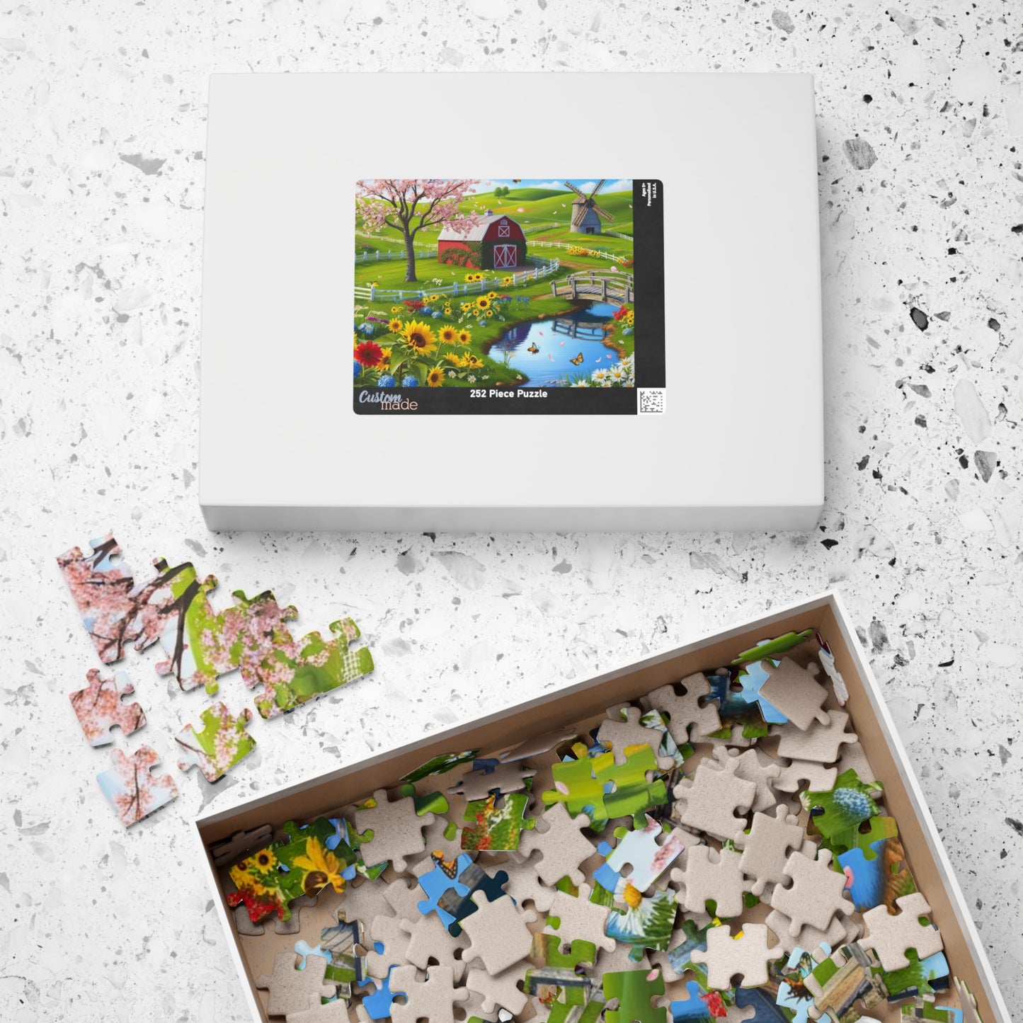 Spring Farm Puzzle, Scenic Landscape Farmhouse Jigsaw Game 110-1014 Pieces, Nature Lover Gift, Family Activity, Creative Hobby Puzzle The Puzzle Chest