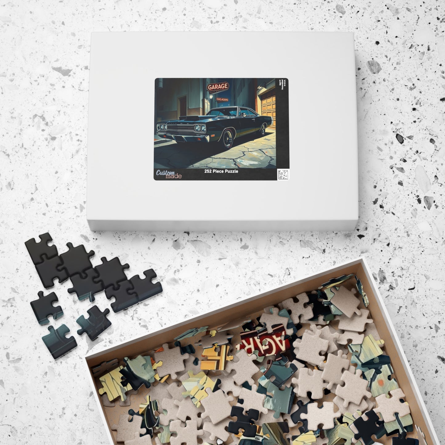 Vintage Muscle Car Jigsaw Puzzle, Classic Black 1968 Dodge Super Bee, Retro Vehicle Dramatic Urban Night Scene, Puzzle Lover Gift for Him Puzzle The Puzzle Chest