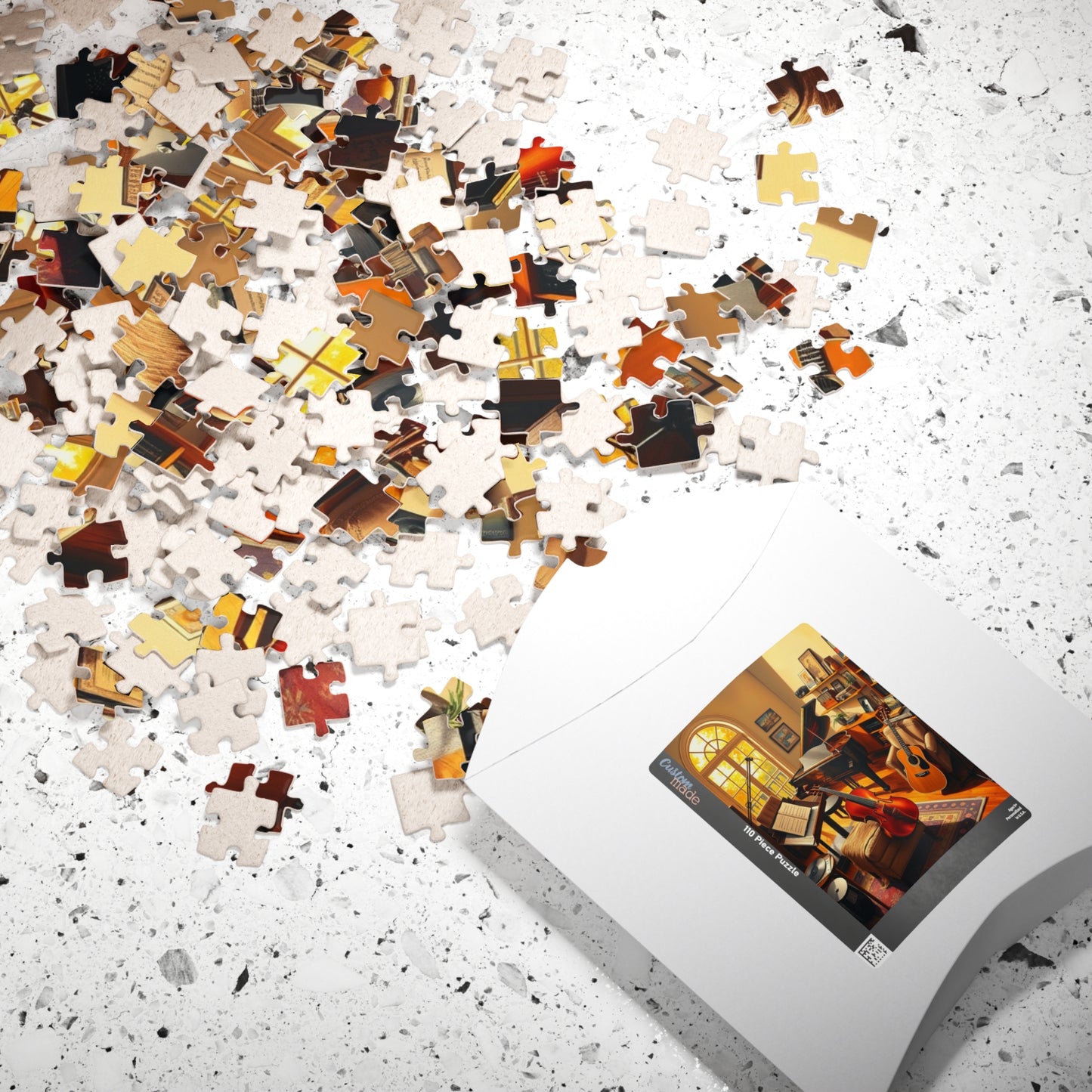 Music Room Puzzle, Grand Piano Violin Guitar and Record Player, Cozy Artistic Studio Musical Retreat Adult Jigsaw Game, Puzzle Lover Gift