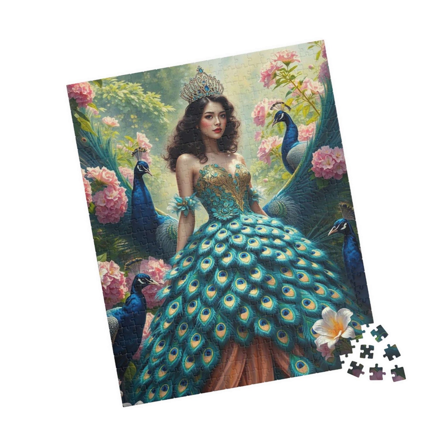 Lady of the Peacock Garden - Regal Feather Fantasy Jigsaw Puzzle