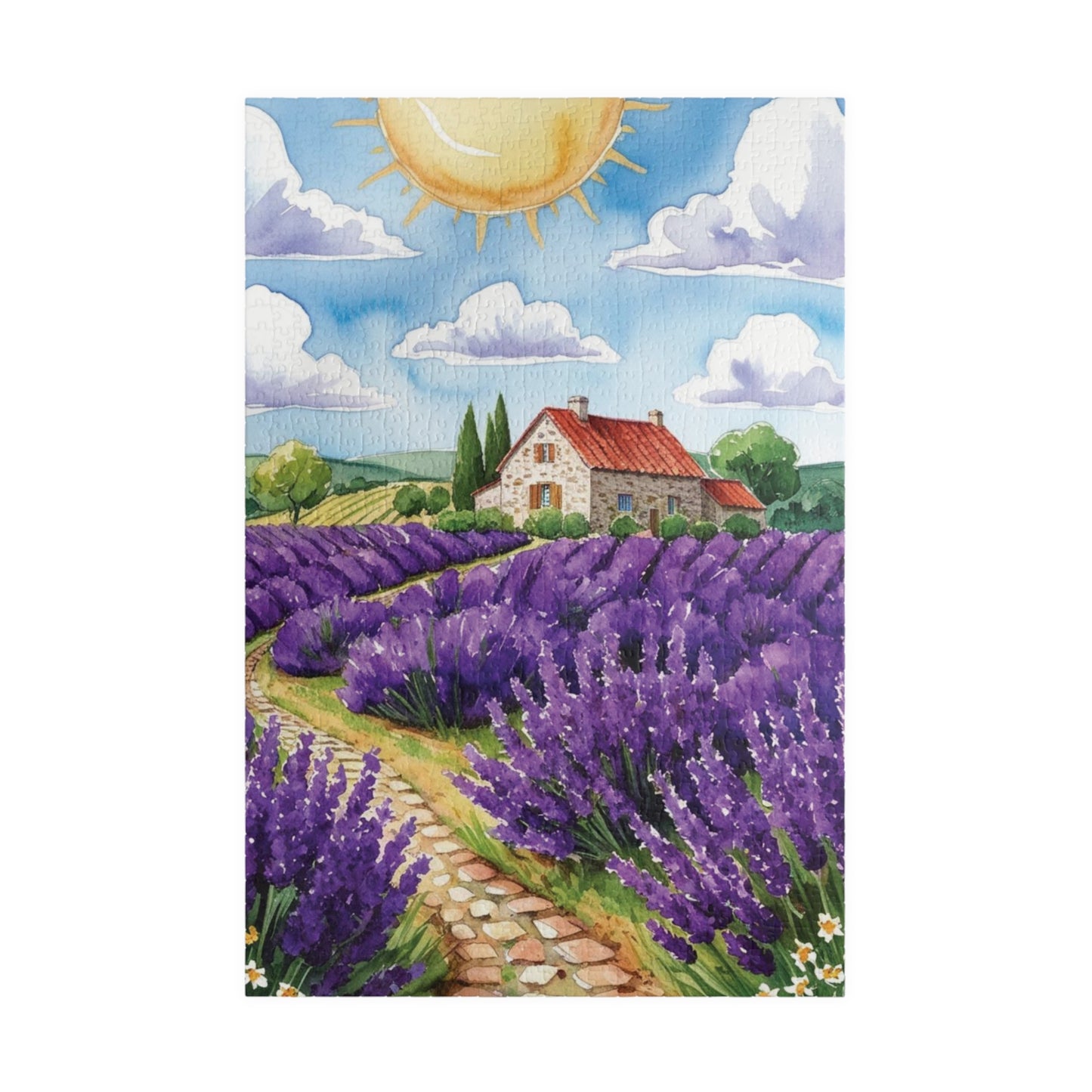 Lavender Field Landscape Puzzle, Relaxing Jigsaw Game for Adults, Mindful Activity, Home Decor Wall Art, Gift Idea for Puzzle Lover, Hobby 1014 pcs (Vertical) Puzzle The Puzzle Chest