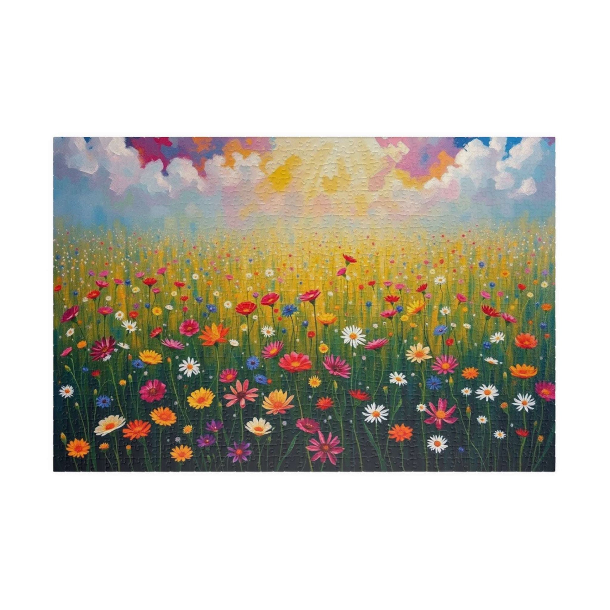 Colorful Flower Field Puzzle Beautiful Floral Jigsaw, Family Fun Home Entertainment Mindfulness Activity Gift for Nature Lover Brain Teaser 1014 pcs (Horizontal) Puzzle The Puzzle Chest