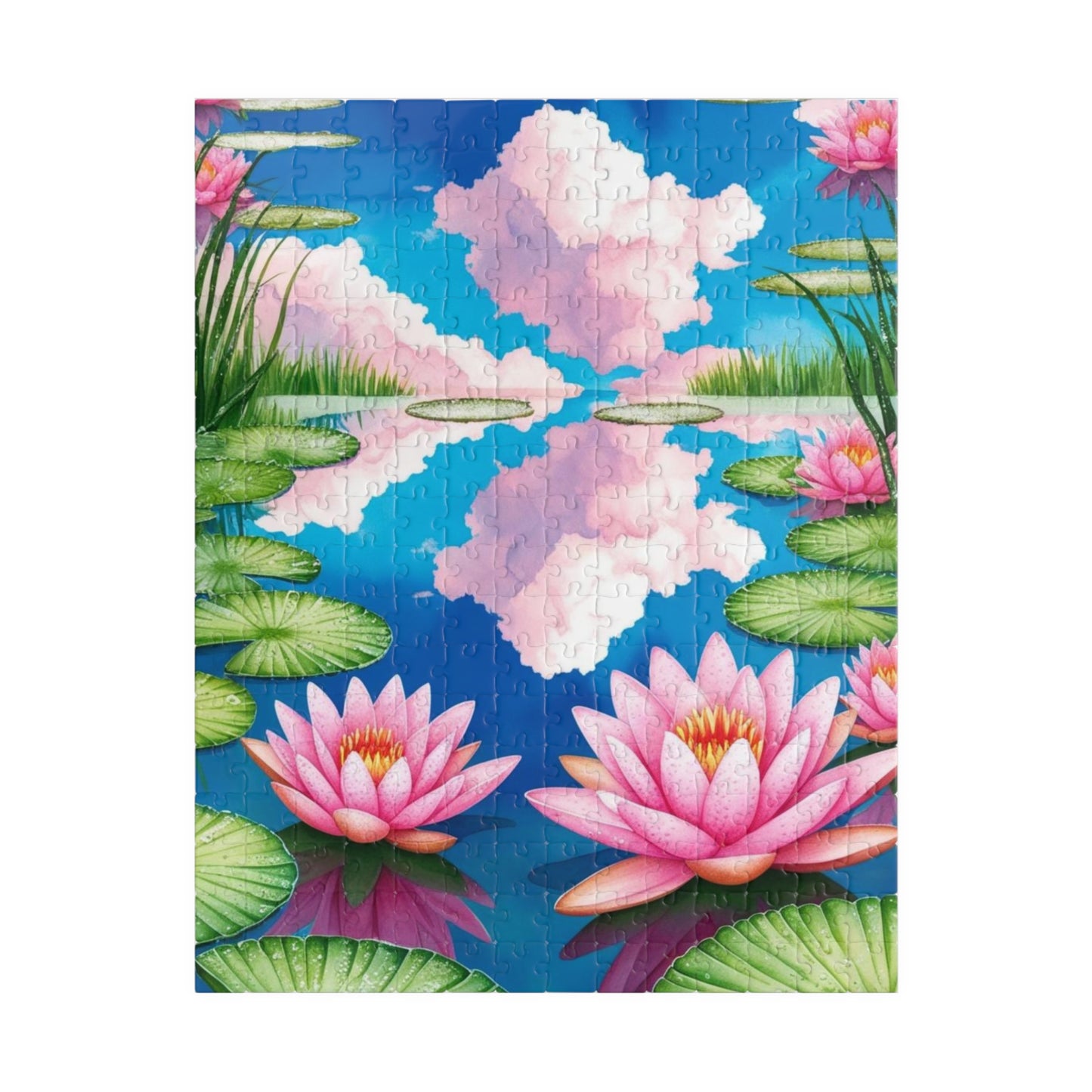 Water Lily Pond Puzzle 110-520 Piece, Tranquil Floral Landscape Jigsaw Game Claude Monet-Inspired, Lush Greenery Water Reflections, Giftable 252 pcs (Vertical) Puzzle The Puzzle Chest