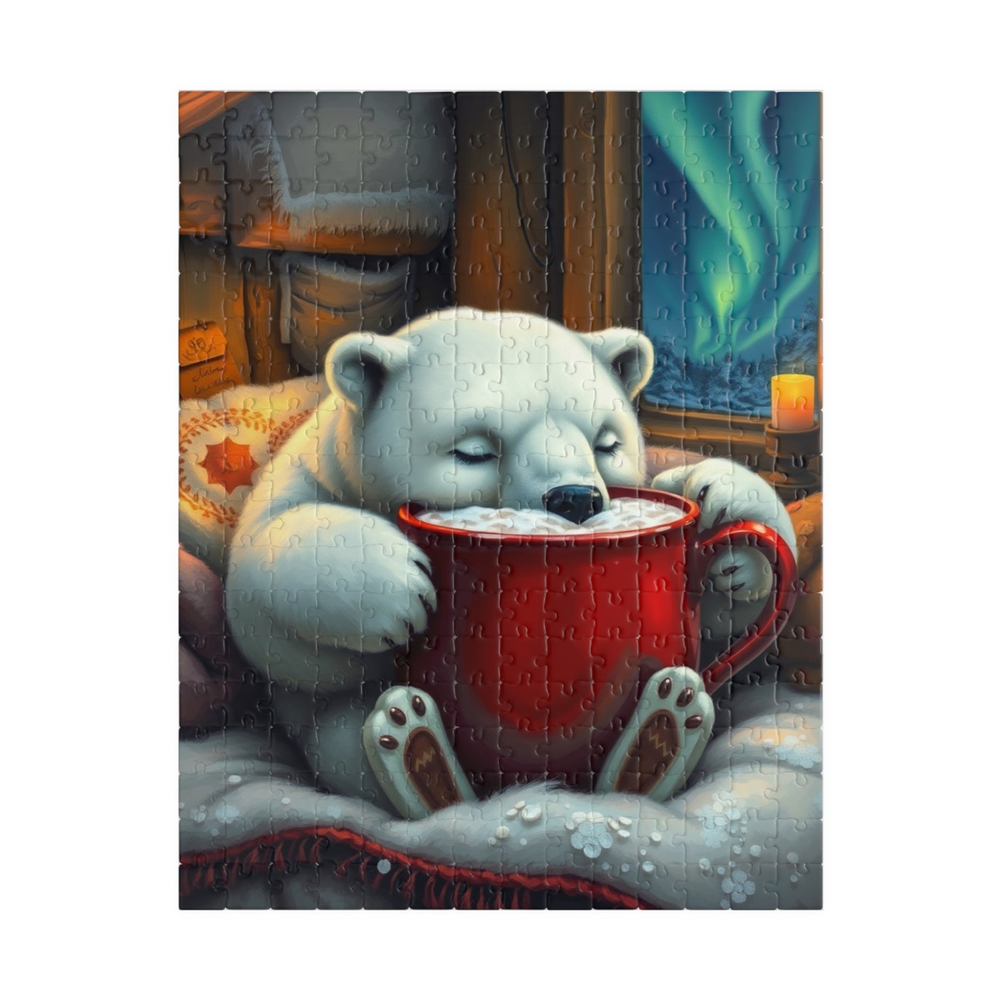 Cozy Polar Bear Jigsaw Puzzle, Winter Vibes Home Entertainment, Fun Family Game, Gift for Adult Puzzle Lovers, Holiday Activity for Animal Lover 252 pcs (Vertical) Puzzle The Puzzle Chest
