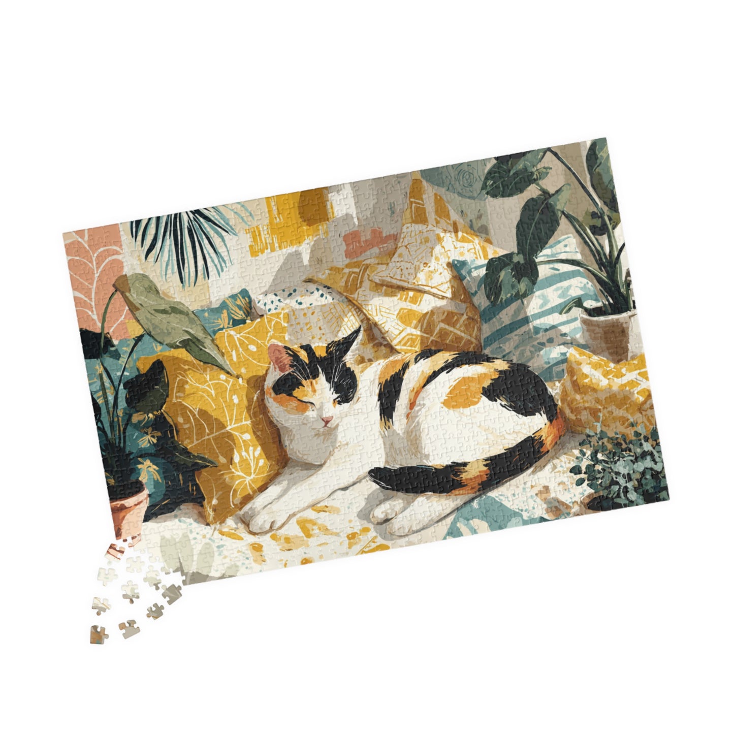 Golden Afternoon Cat – Fauvist Animal Art Puzzle with Sunny Room Scene, Matisse-Inspired Design 1014 pcs (Horizontal) Puzzle The Puzzle Chest