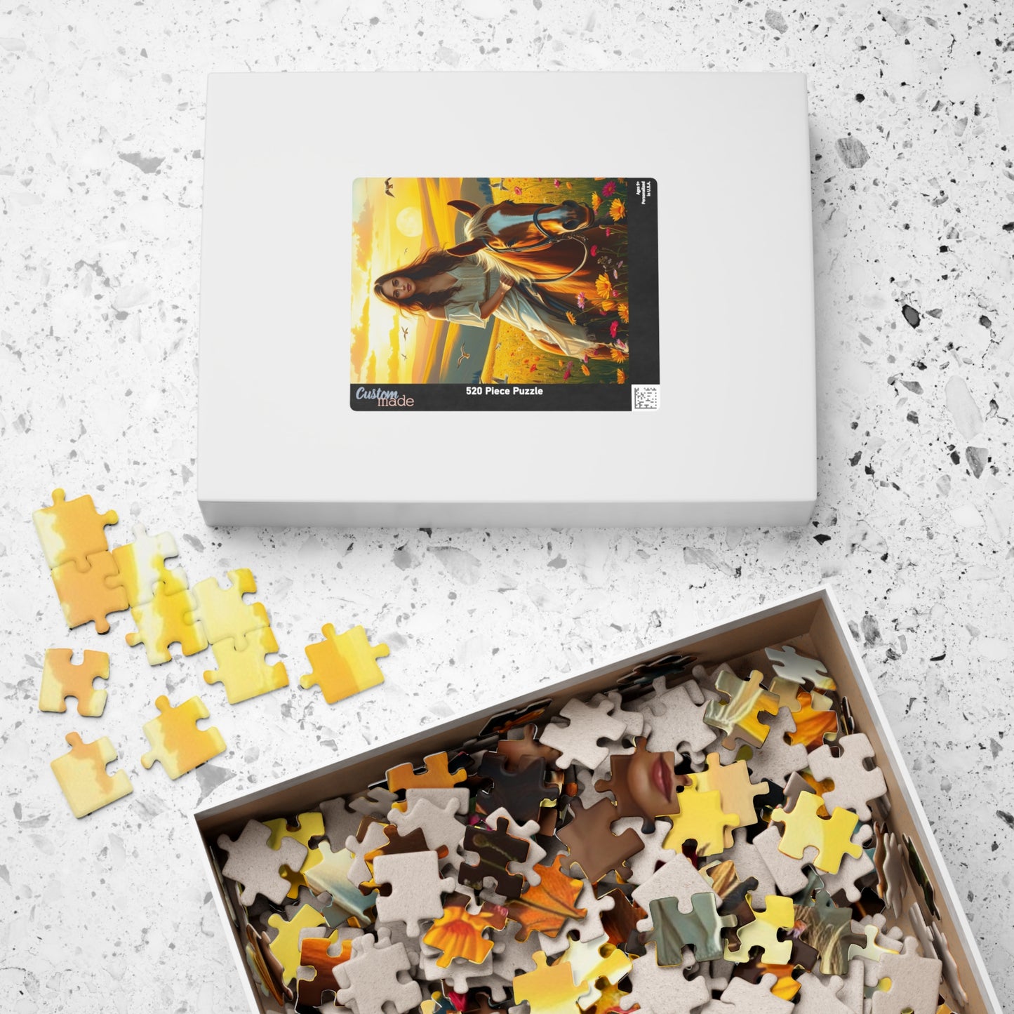 Woman on Horseback in Sunlit Wildflower Field Puzzle, Equestrian Horse Scene Jigsaw Game, Mindful Activity, Puzzle Animal and Art Lover Gift Puzzle The Puzzle Chest