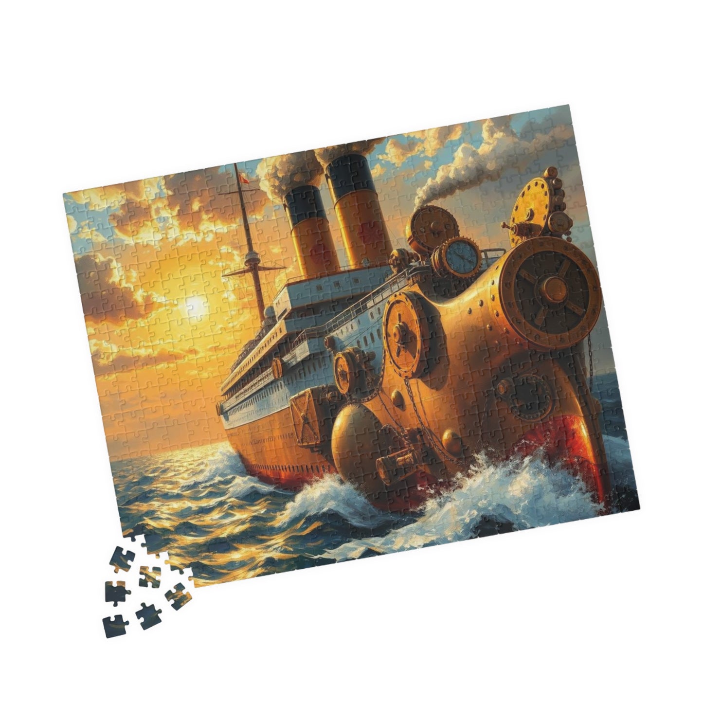 Steampunk Battleship Puzzle, Nautical Jigsaw Game for Adults, Ocean Theme Gift for Maritime Lovers, Family Fun Activity, Mental Exercise Puzzle The Puzzle Chest