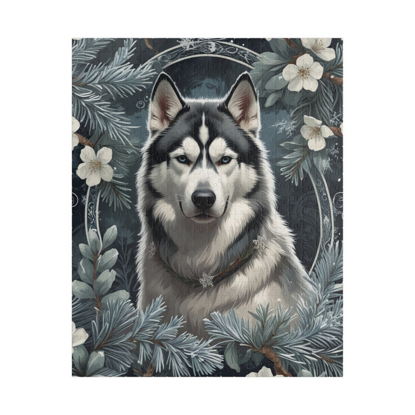 Siberia Husky Vintage Jigsaw Puzzle, Winter Nature-Inspired Dog Theme Puzzle Gift for Art Lover Dog Enthusiast Hobbyist, Fun Family Friendly