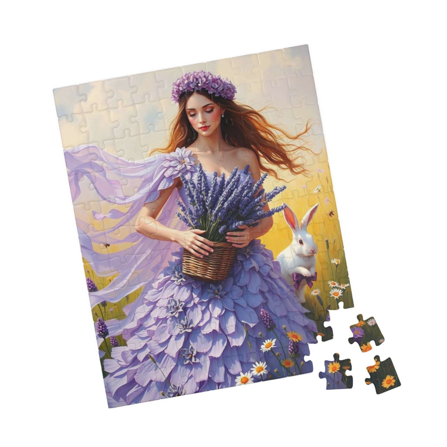 Lady of the Lavender Meadow - Pastel Floral Garden Jigsaw Puzzle for Nature and Flower Lover