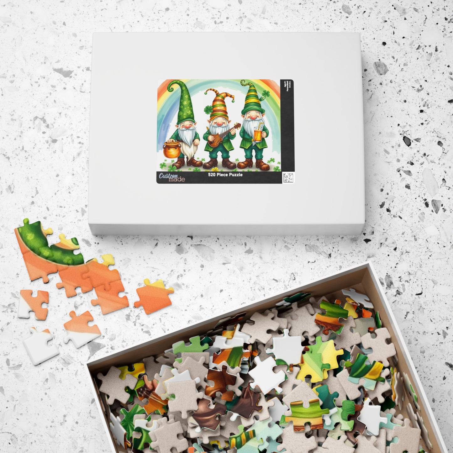 Lucky Leprechaun Gnome Puzzle - St. Patrick's Day Jigsaw Game Rainbow Theme Puzzle The Puzzle Chest
