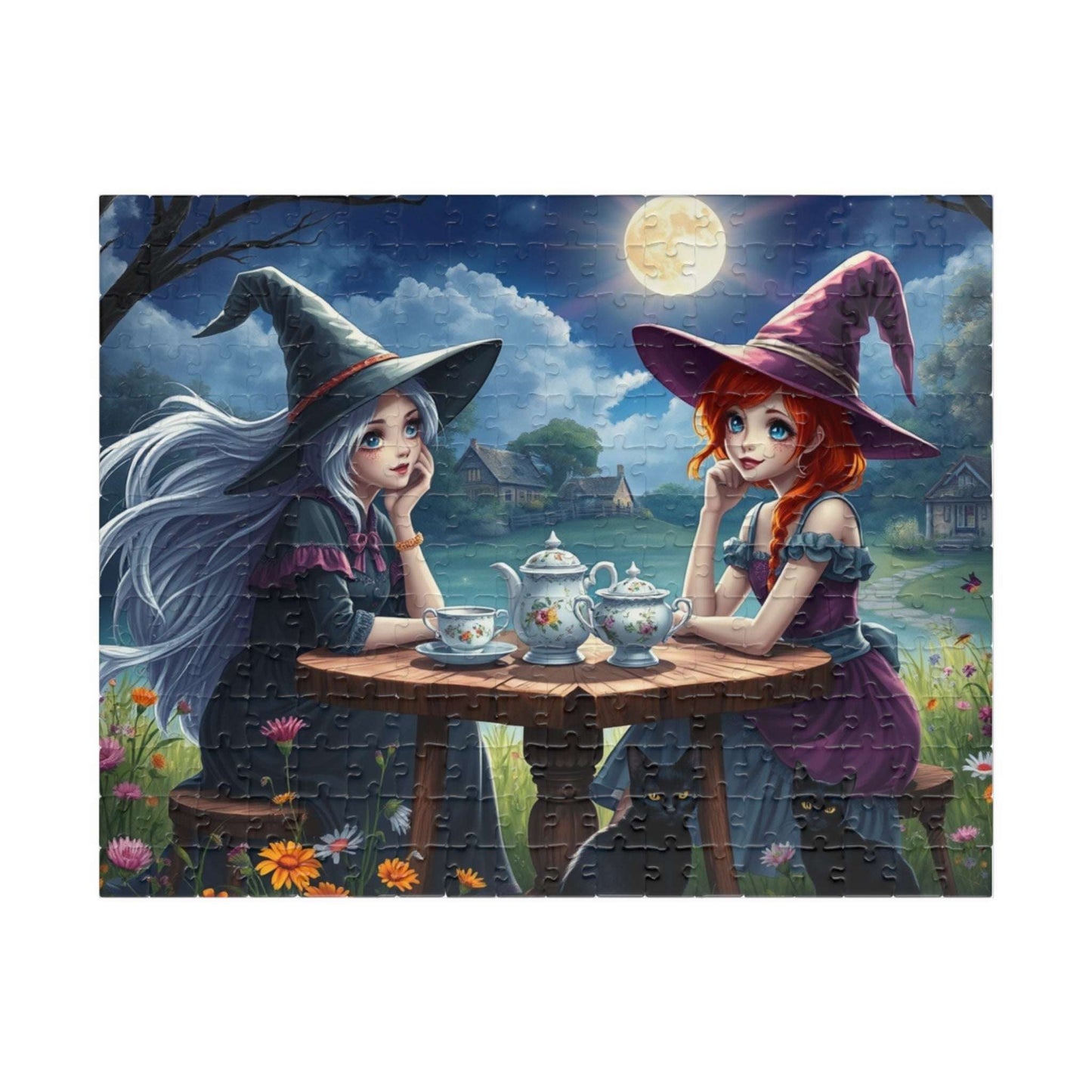 Magical Tea Time Puzzle, Enchanting Puzzle Art, Halloween Witch-Themed Jigsaw Game, Family Night, Fantasy Gift for Puzzle Lover 252 pcs (Horizontal) Puzzle The Puzzle Chest