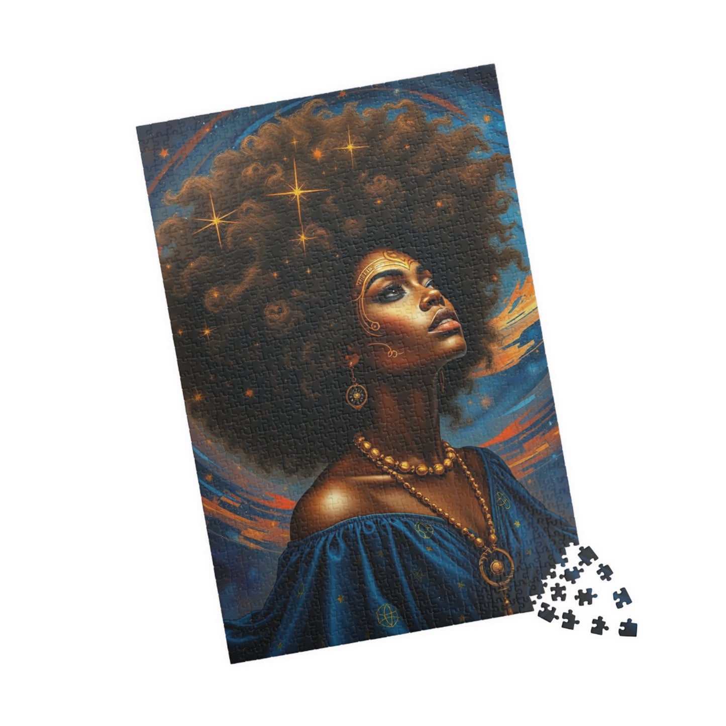 Cosmic Beauty Puzzle - African American Woman, Celestial Afrocentric Artwork, Black Art Mindfulness Game, Gift for Puzzle Lover, Family Fun Puzzle The Puzzle Chest