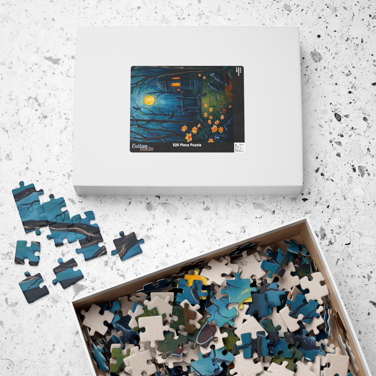 Mystical Graveyard Jigsaw Puzzle, Enchanting Black Raven Gothic Artwork, Gift for Halloween, Cozy Night Activity Solo Fun, Unique Art Puzzle Puzzle The Puzzle Chest