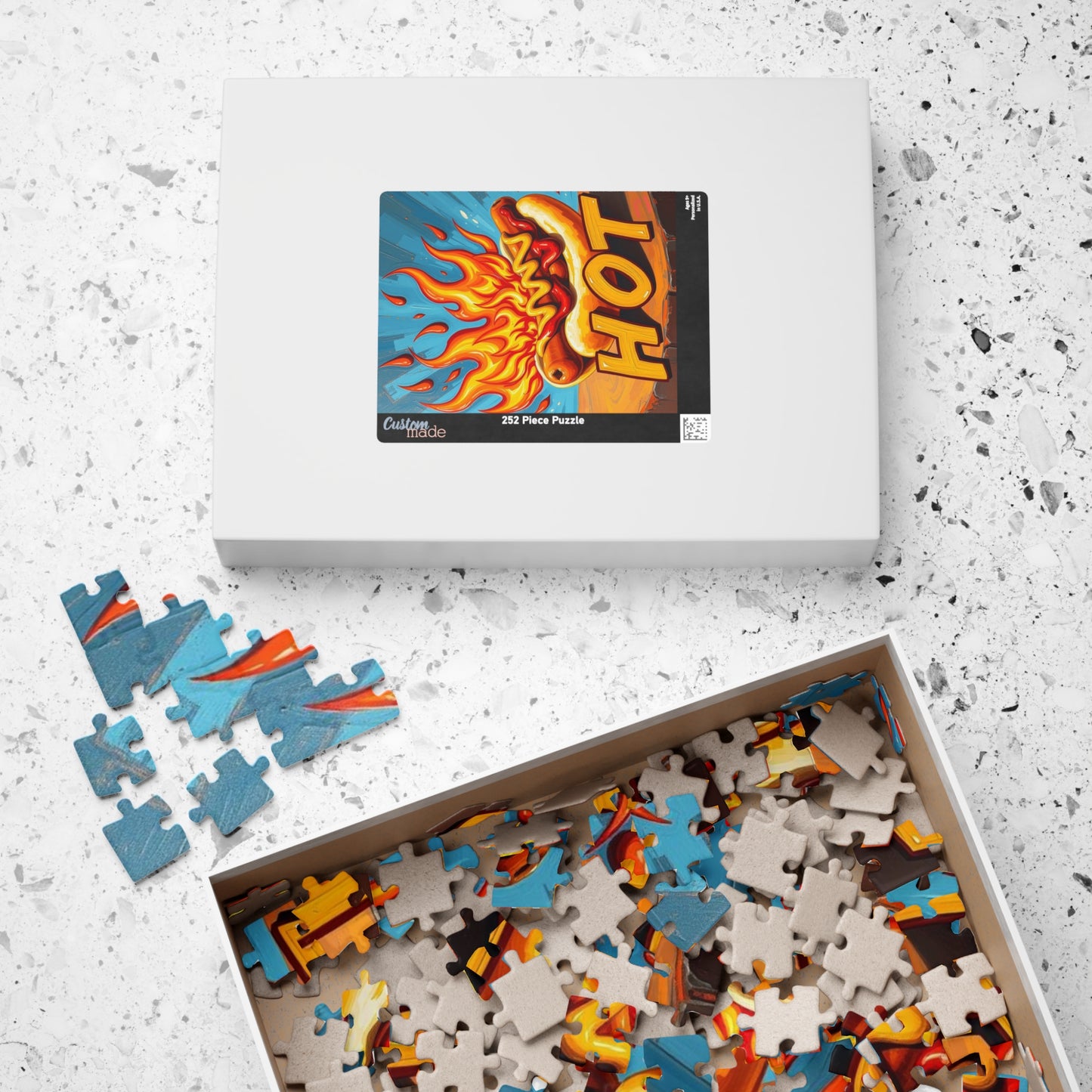 Hot Dog Puzzle - Pop Art Adult Jigsaw Game, Fun Fire Grilled 'HOT' Food Puzzle, Family Activity, Game Night, Unique Gift Idea, Brain Teaser Puzzle The Puzzle Chest
