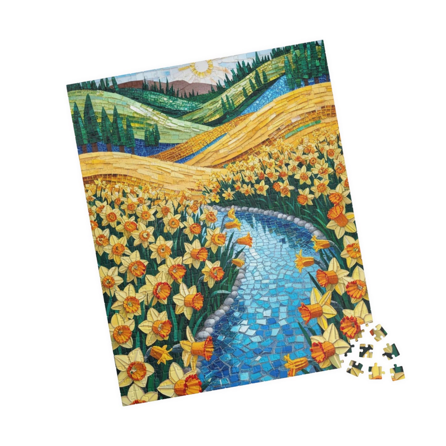 Puzzle, Golden Daffodil Valley 110-1014 Piece Jigsaw, Mosaic Nature Scene, Relaxing Indoor Activity, Mindfulness Hobby, Spring Floral Puzzle Puzzle The Puzzle Chest