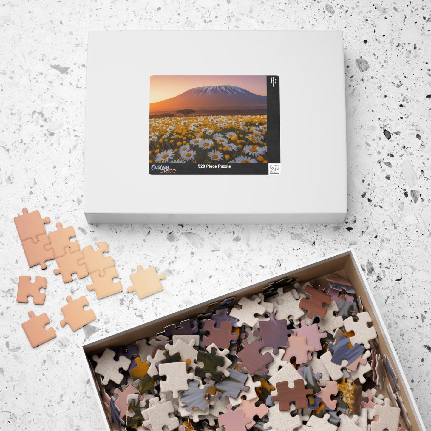 Mount Kilimanjaro Landmark Puzzle, African Daisies Sunrise Jigsaw Game, 252/520/1014 Pieces, Nature Lover Gift, Home Decor, African Safari Puzzle The Puzzle Chest