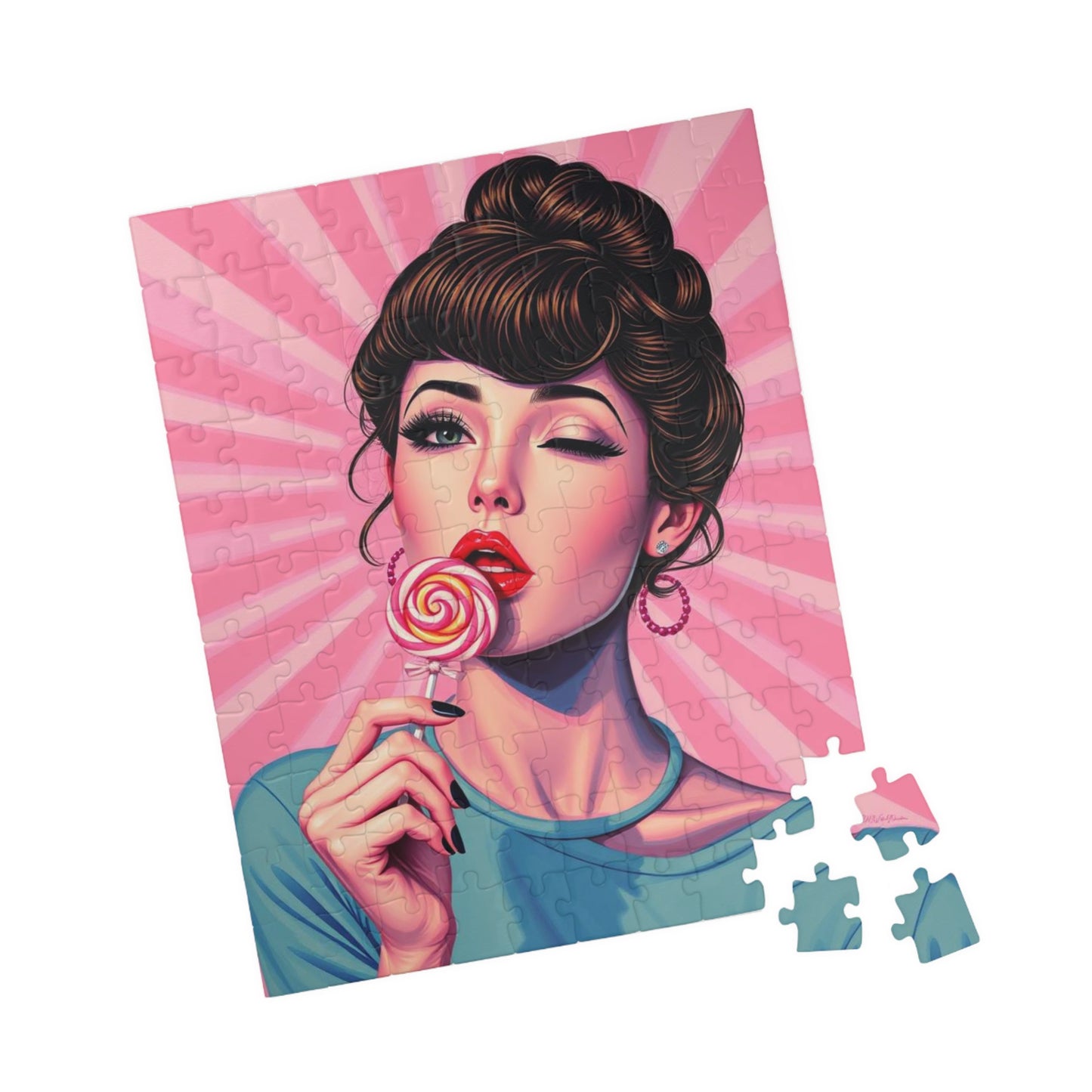 Candy Girl Pop Art Jigsaw Puzzle, Vintage Glamour Puzzle 110 - 1014-piece, Retro Gift for Puzzle Lovers, Home Activity, Fun Collectible