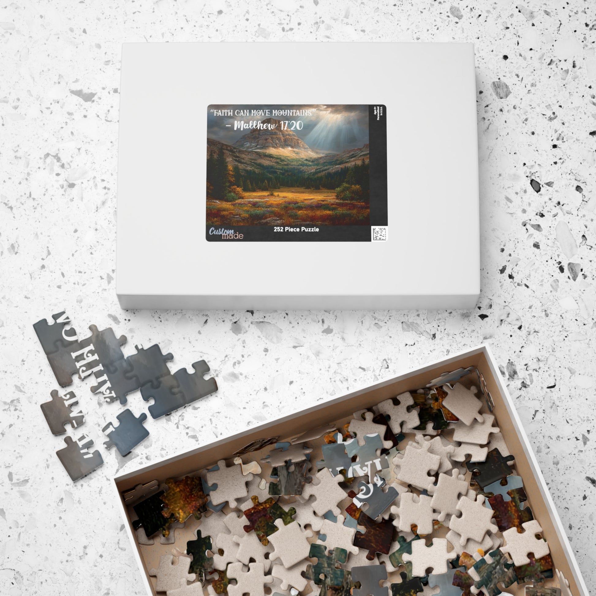 Faith Moves Mountains Jigsaw Puzzle - Inspirational Bible Quote Matthew 17:20, Gift for Christian Nature Lover, Spiritual Gift Puzzle The Puzzle Chest