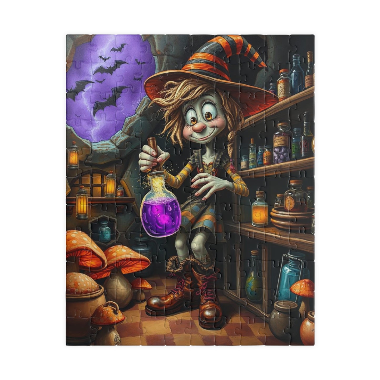 Witchy Potion Jigsaw Puzzle, Halloween Gift for Puzzle Lover, Indoor Adult Mindful Activity, Family or Solo Fun, Seasonal Home Decor