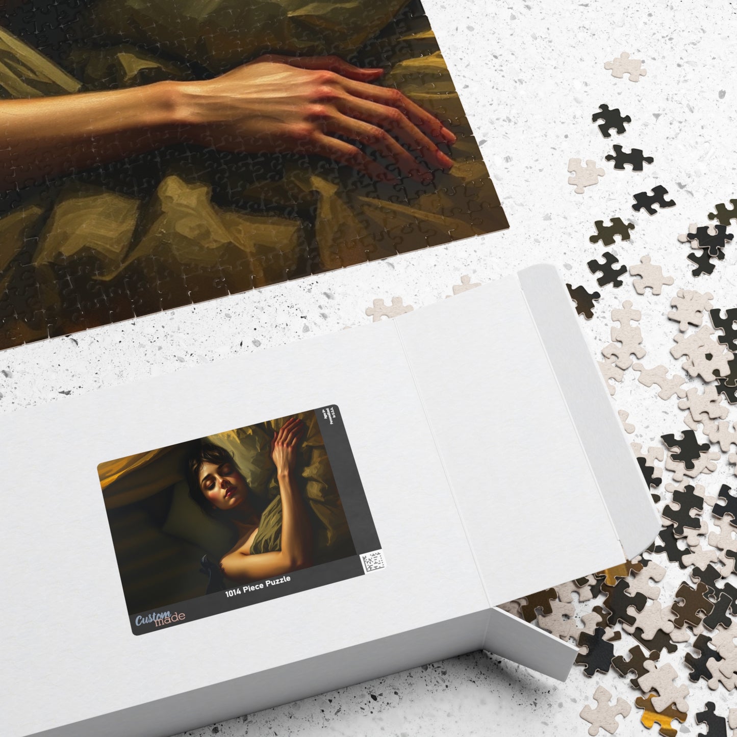 Gothic Puzzle - Dimly Lit Bedroom with Sleeping Woman and Dark Creature, Eerie Atmosphere, 110-1014 Piece Jigsaw, Adult Unisex Activity, Puzzle The Puzzle Chest