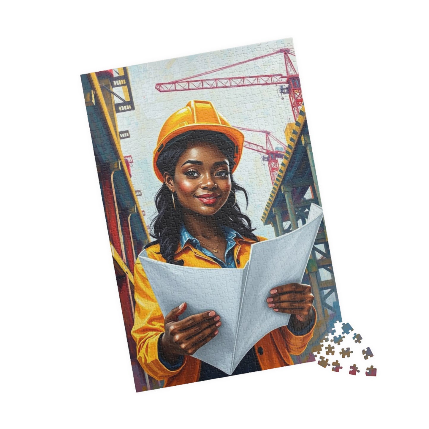 Construction Themed Puzzle - Black Woman Worker, Inspirational Black Art Jigsaw, African American Women's Empowerment Gift for Puzzle Lovers Puzzle The Puzzle Chest