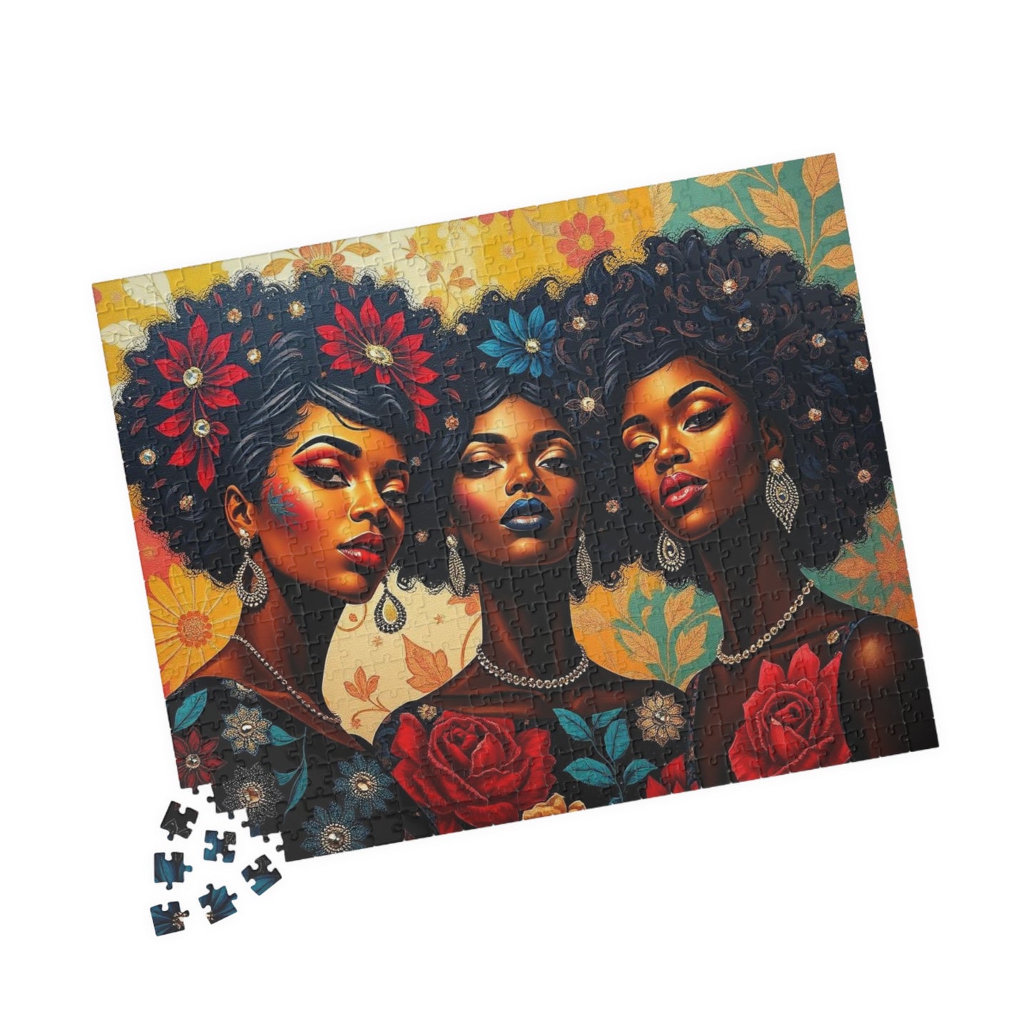 Three Sisters Jigsaw Puzzle, Afrocentric Black Woman Artwork, Cultural Design for Family Fun, Home Entertainment Gift for Puzzle Lover Puzzle The Puzzle Chest