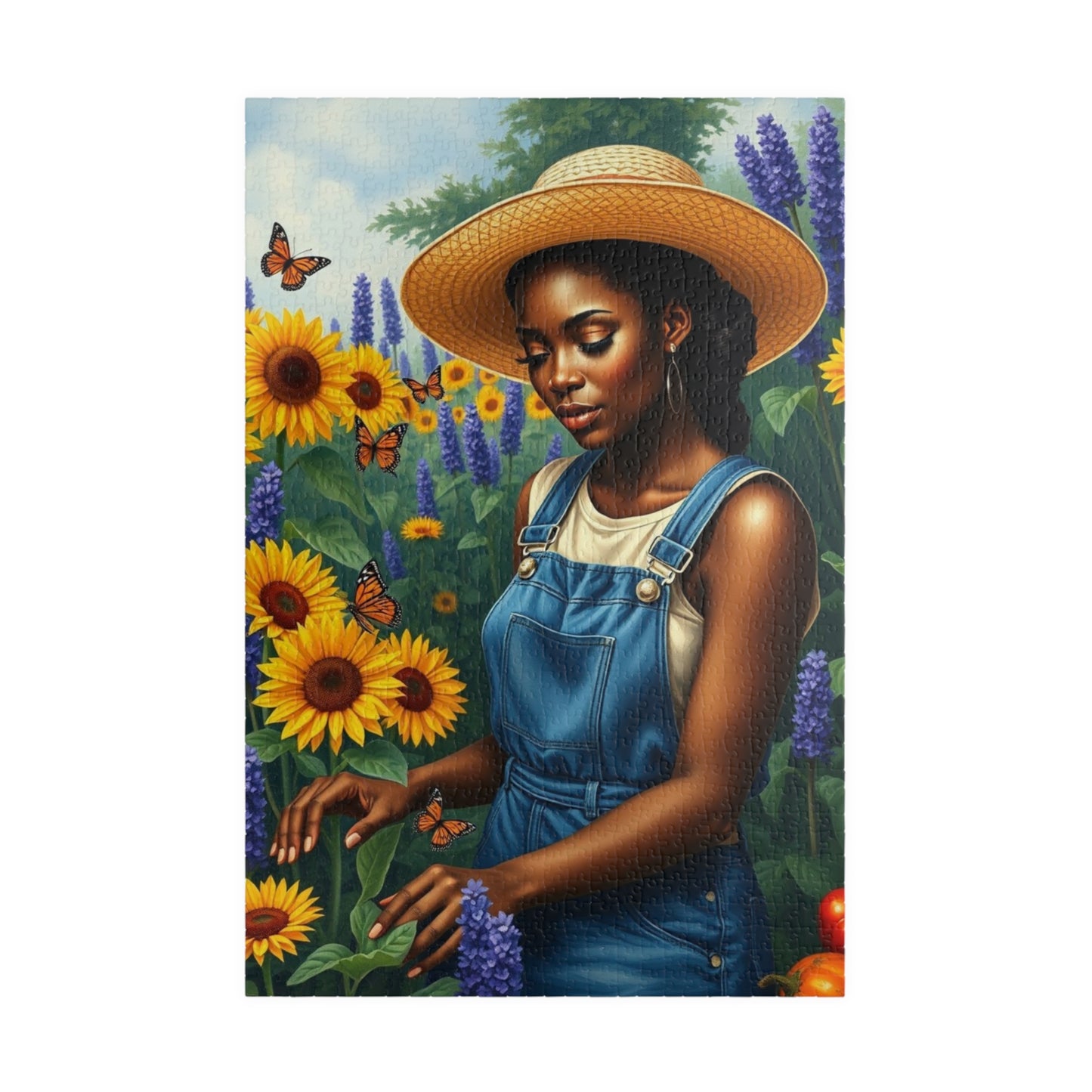 African American Woman Jigsaw Puzzle, Garden Scene 110-1014 Piece, Perfect Gift for Nature Lovers, Family Bonding Activity, Creative Hobby 1014 pcs (Vertical) Puzzle The Puzzle Chest