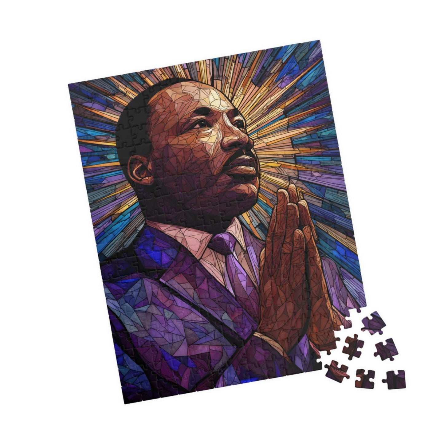 Afrocentric Black History Jigsaw Puzzle – Stained Glass Martin Luther King Jr. Puzzle, Civil Rights Movement Artwork, Inspirational African American Puzzle for Adults and Teens 252 pcs (Vertical) Puzzle The Puzzle Chest