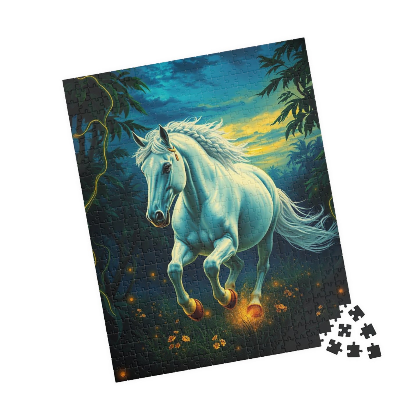 White Horse Jigsaw Puzzle, Equestrian Birthday Holiday Gift for Horse Lover, Family Game Night, Solo Fun, Relaxing Hobby, Mindful Activity Puzzle The Puzzle Chest