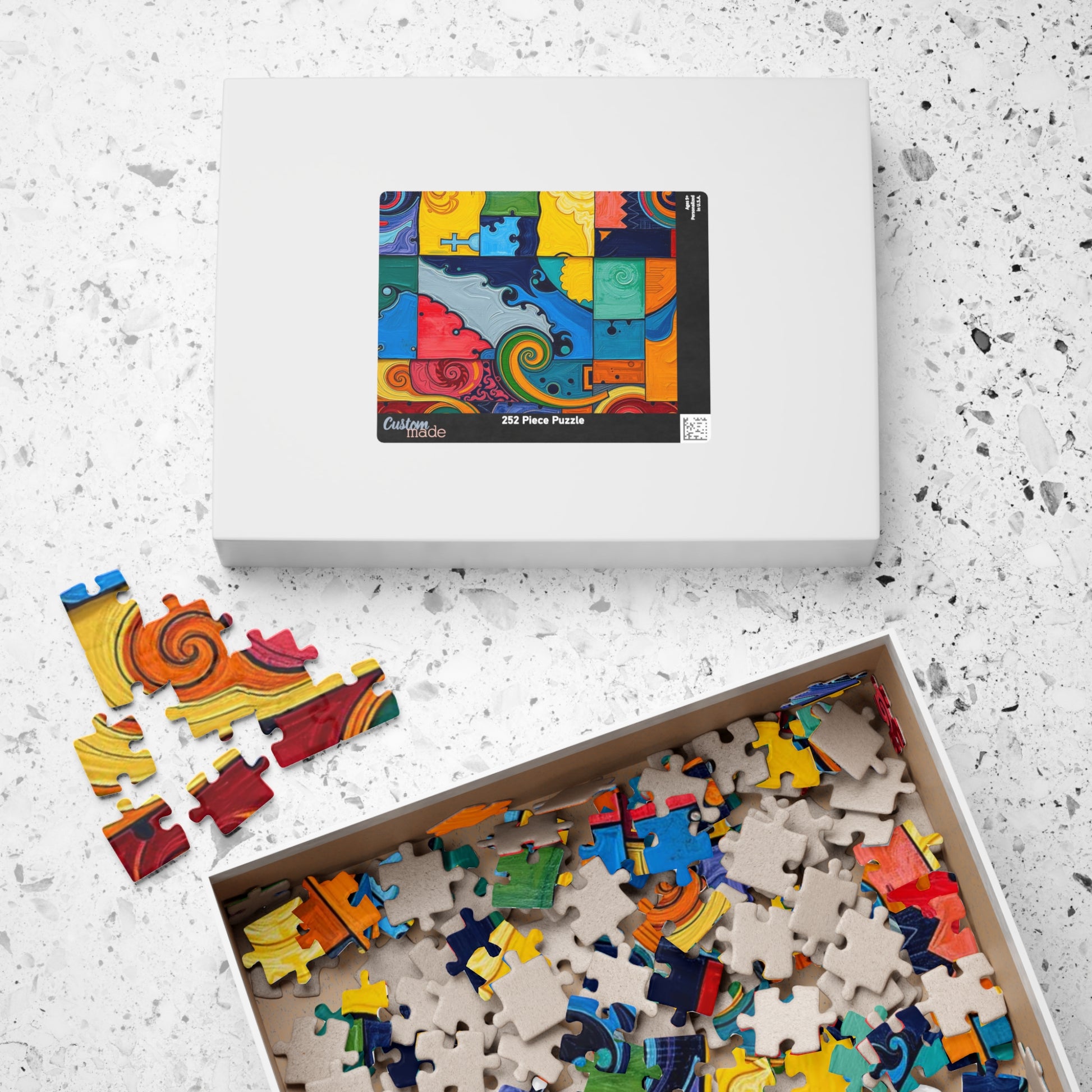 Colorful Abstract Puzzle for Family Fun - Modern Art Geometric Shapes Puzzle The Puzzle Chest