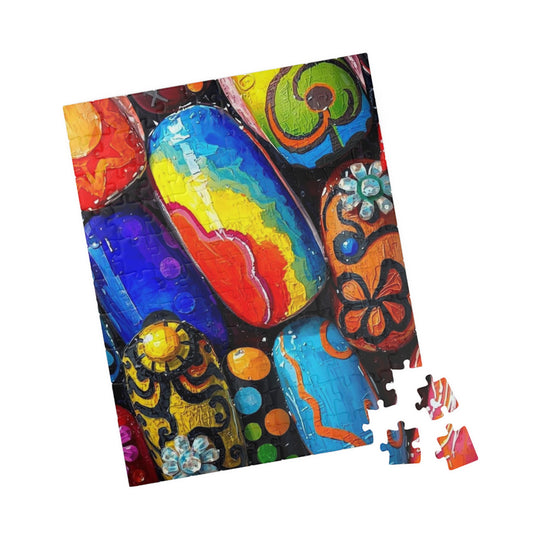 Colorful Nail Art Jigsaw Puzzle - Pop Art Design, Creative Hobby, Family Game Nights, Gift for Puzzle Lovers, Senior Mental Exercise 110 pcs (Vertical) Puzzle The Puzzle Chest