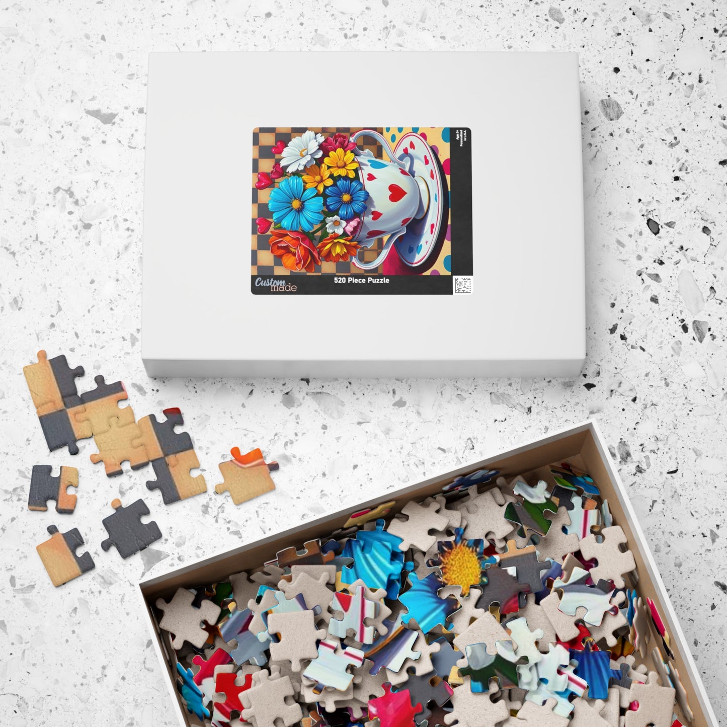 Floral Teacup Puzzle | Pop Art Jigsaw Game of Colorful Flowers | Gift for Flower Lovers, Friends, Family, Home Entertainment, Brain Teaser Puzzle The Puzzle Chest